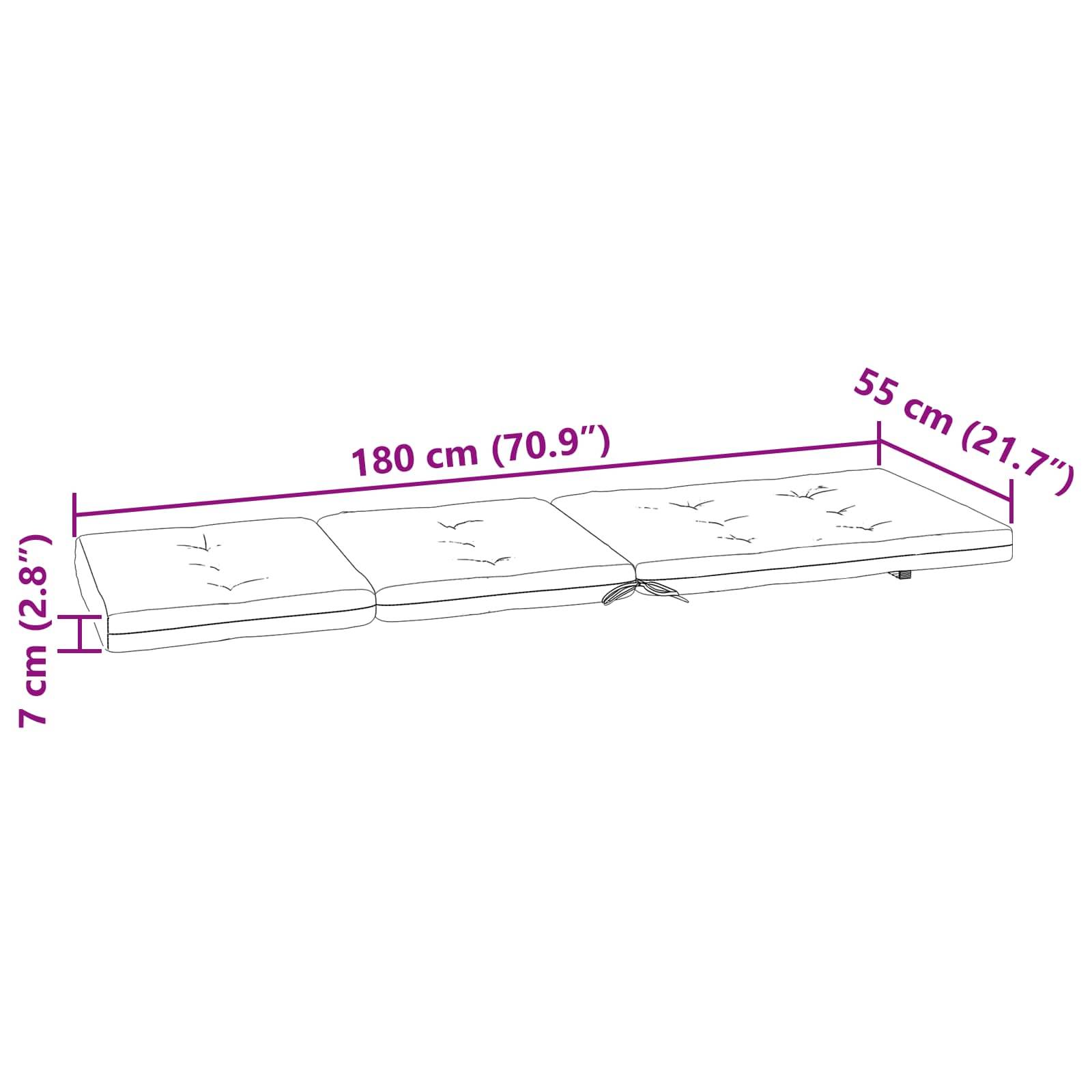vidaXL Kissen für draußen 2 pcs Marineblau 180 x 55 x 7 cm Stoff