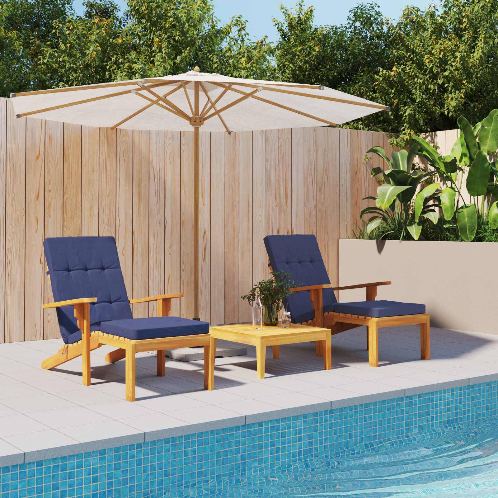 vidaXL Kissen für draußen 2 pcs Marineblau 180 x 55 x 7 cm Stoff