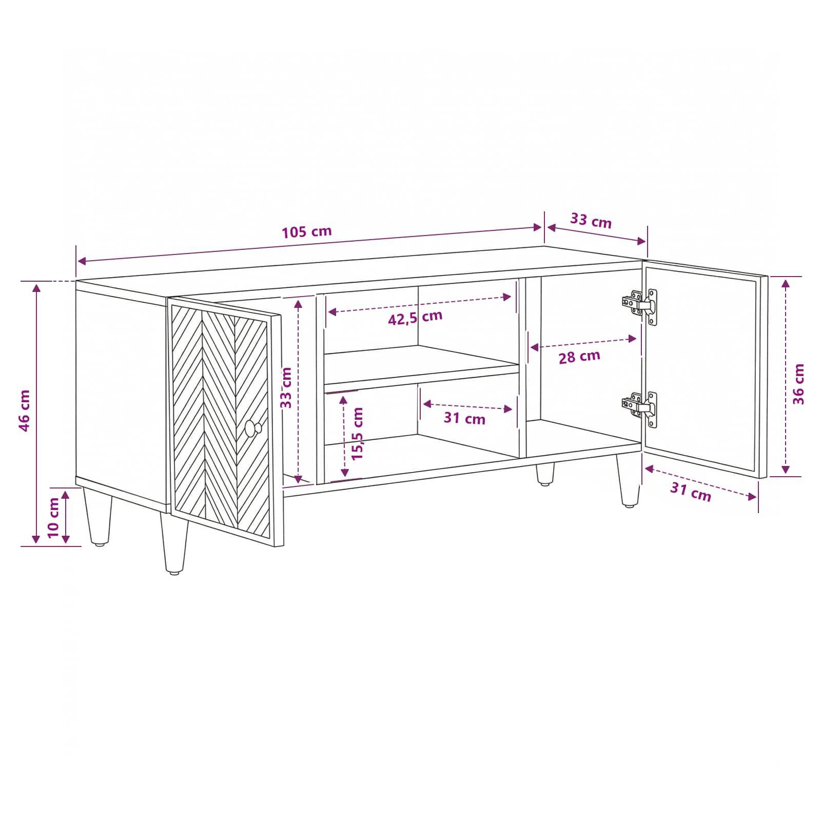 vidaXL Stauraumschränke Braun 105 x 33,5 x 46 cm Massivholz Mango