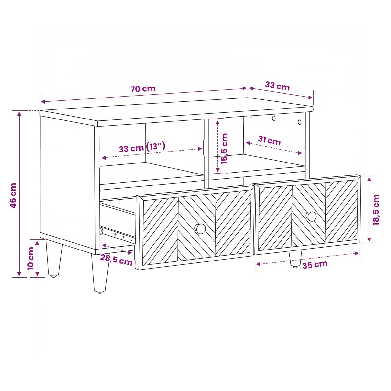 vidaXL Stauraumschränke Braun 70 x 33,5 x 46 cm Massivholz Mango
