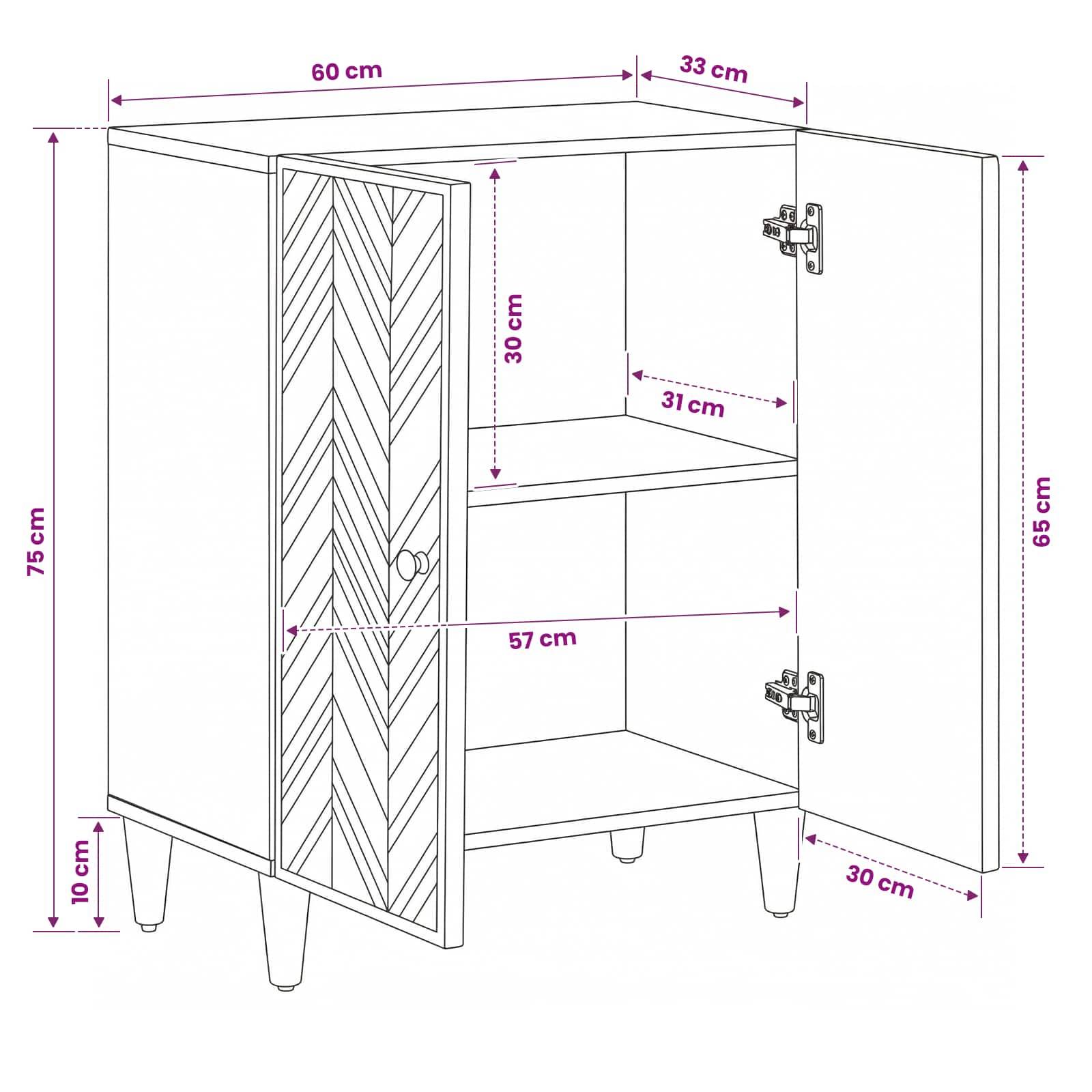 vidaXL Stauraumschränke Braun 60 x 33,5 x 75 cm Massivholz Mango