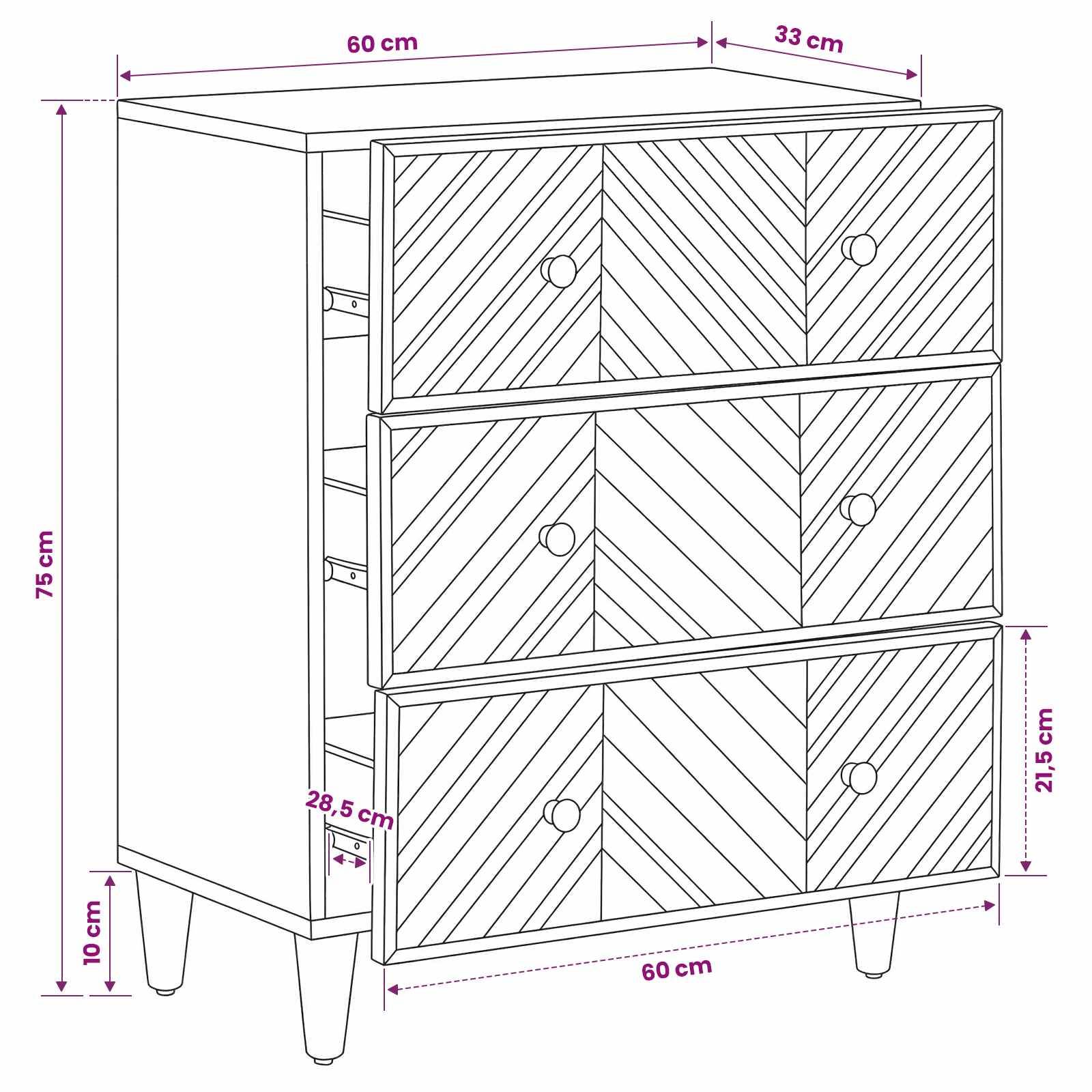 vidaXL Stauraumschränke Braun 60 x 33,5 x 75 cm Massivholz Mango