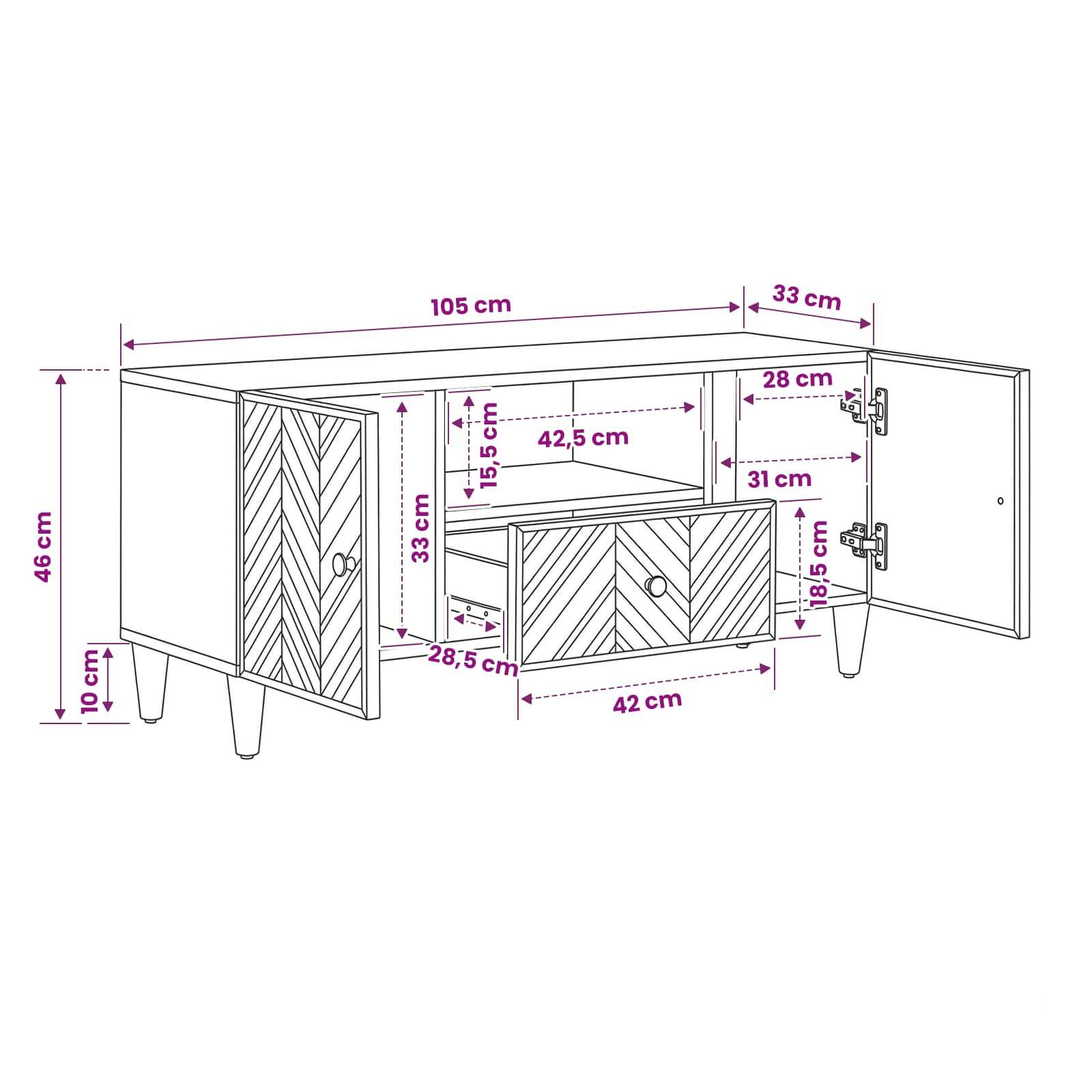 vidaXL Stauraumschränke Braun 105 x 33,5 x 46 cm Massivholz Mango