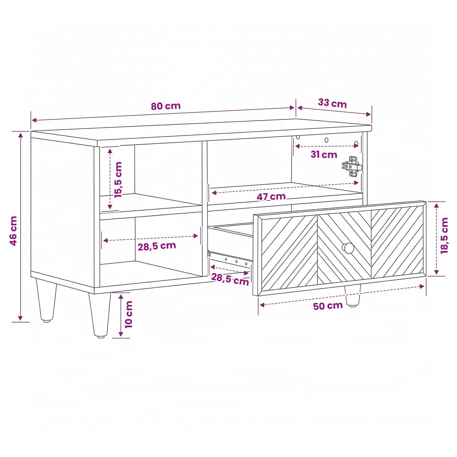 vidaXL Stauraumschränke Braun 80 x 33,5 x 46 cm Massivholz Mango