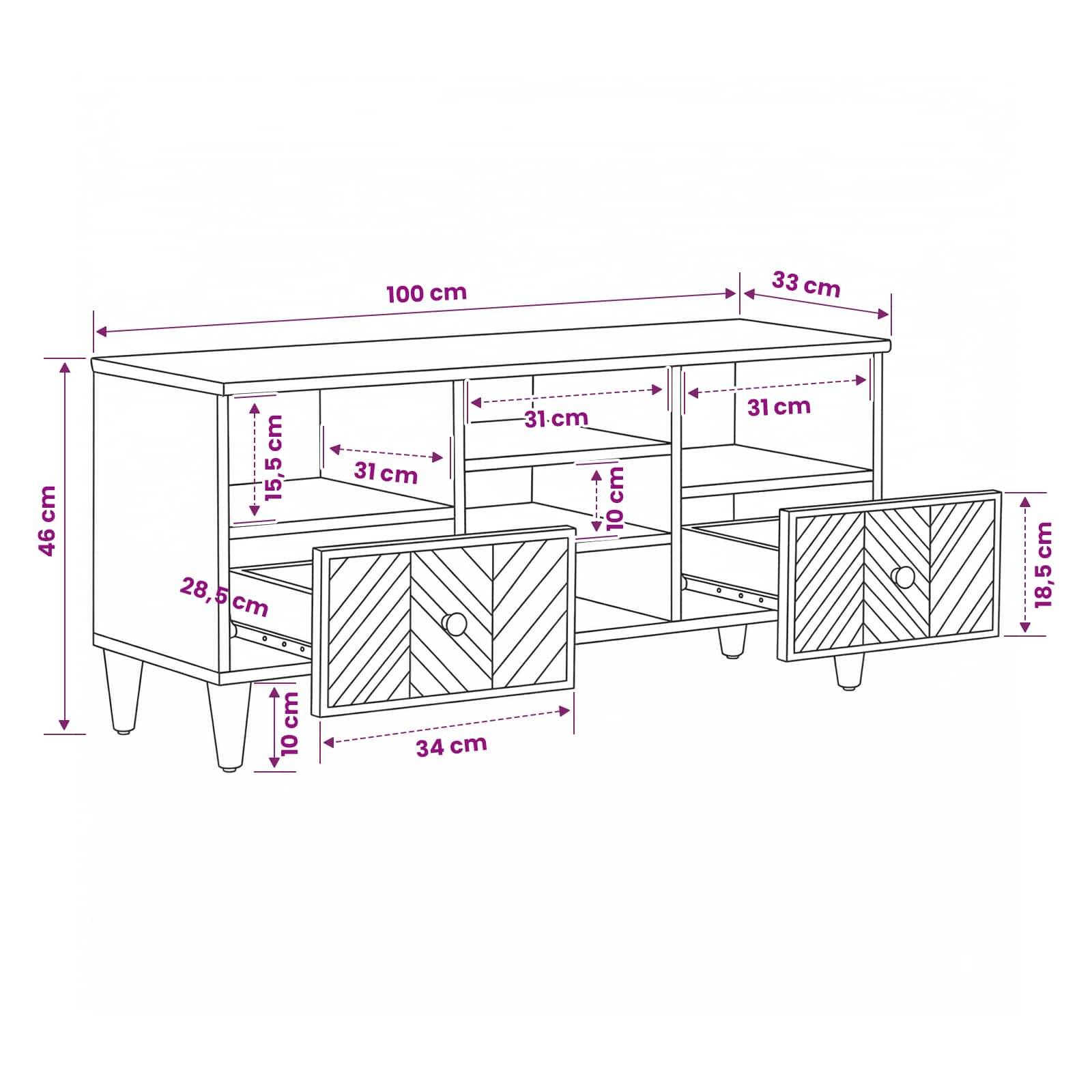 vidaXL Stauraumschränke Braun 100 x 33,5 x 46 cm Massivholz Mango
