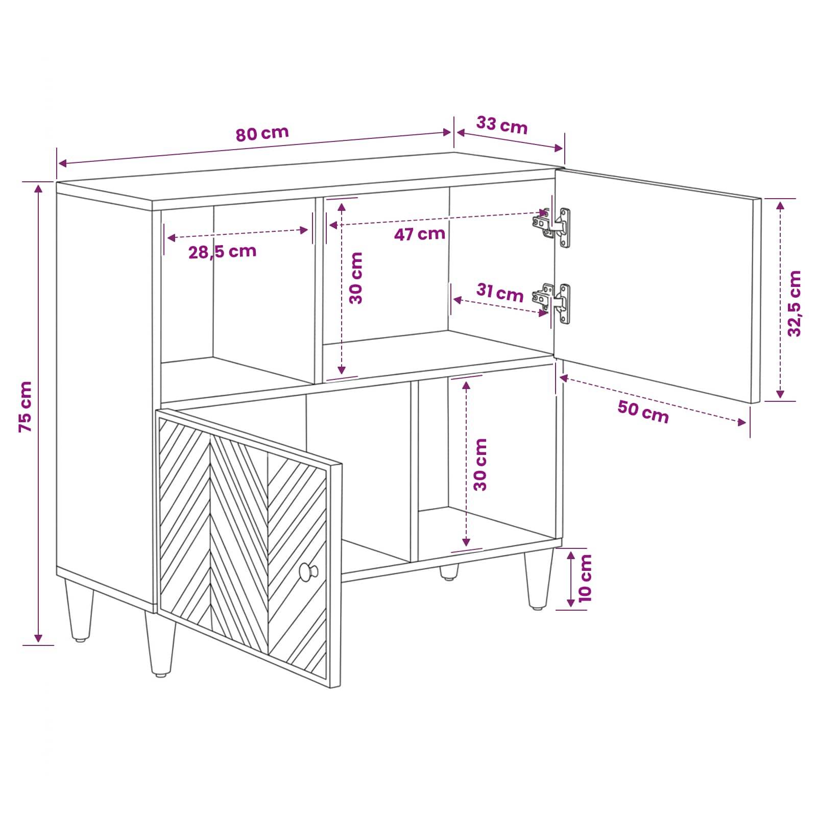 vidaXL Stauraumschränke Braun 80 x 33,5 x 75 cm Massivholz Mango