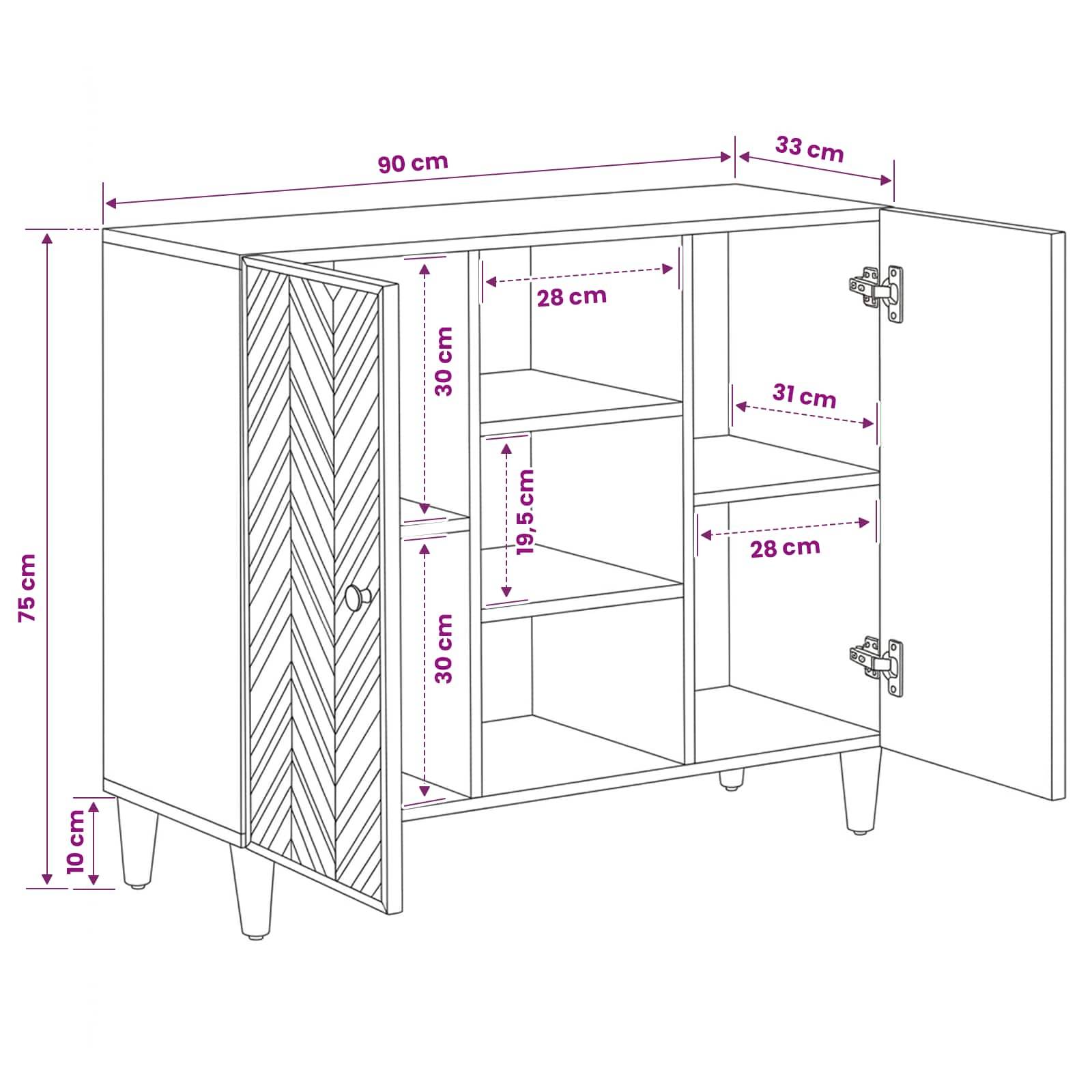vidaXL Stauraumschränke Braun 90 x 33,5 x 75 cm Massivholz Mango