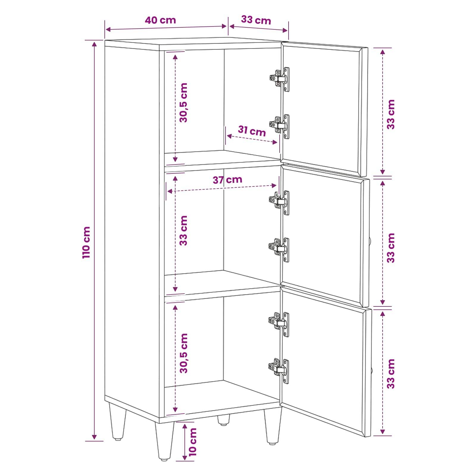 vidaXL Stauraumschränke Braun 40 x 33,5 x 110 cm Massivholz Mango
