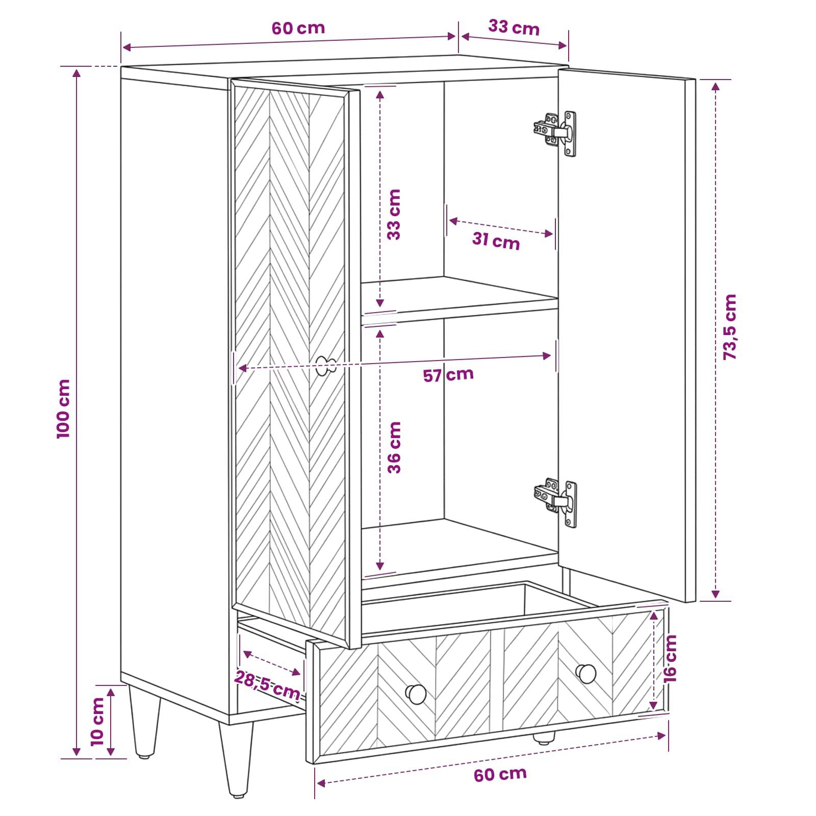 vidaXL Stauraumschränke Braun 60 x 33,5 x 100 cm Massivholz Mango
