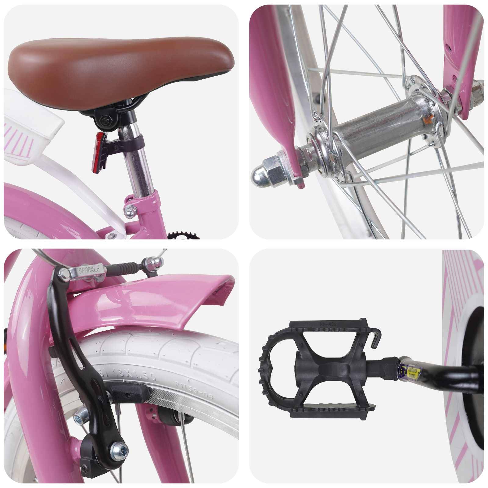 vidaXL Kinderfahrrad 18 Zoll für 5-7 Jahre alt Hellrosa
