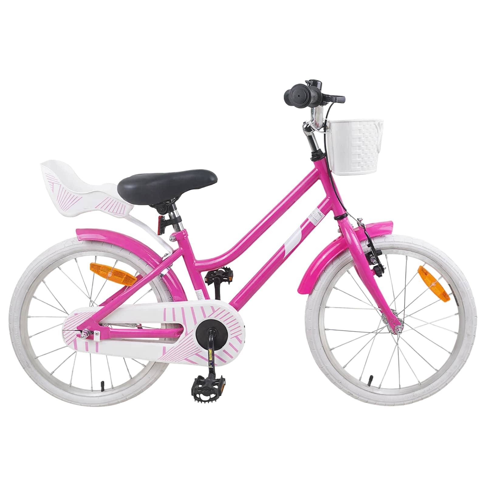 vidaXL Kinderfahrrad 18 Zoll für 5-7 Jahre alt Dunkelrosa