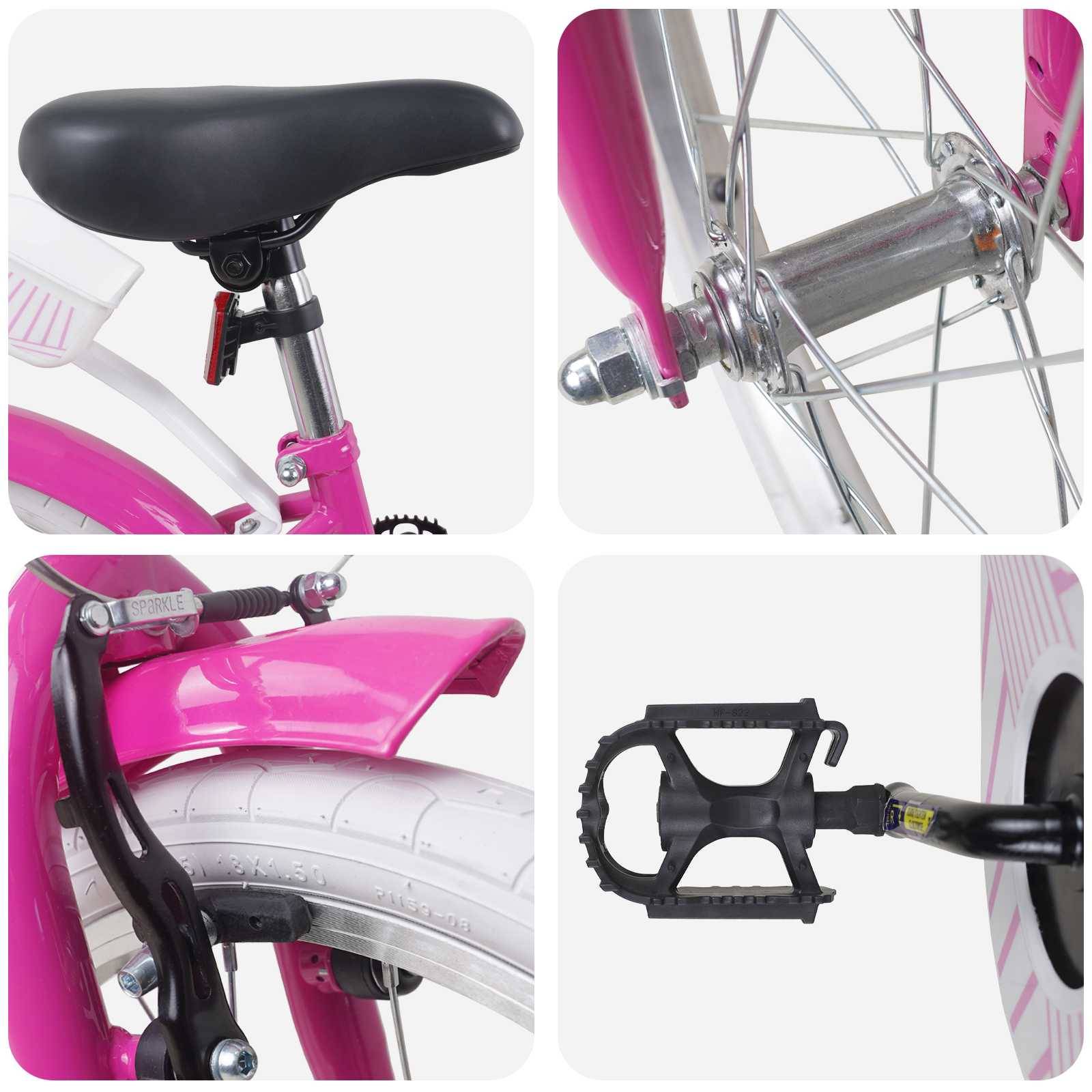 vidaXL Kinderfahrrad 18 Zoll für 5-7 Jahre alt Dunkelrosa
