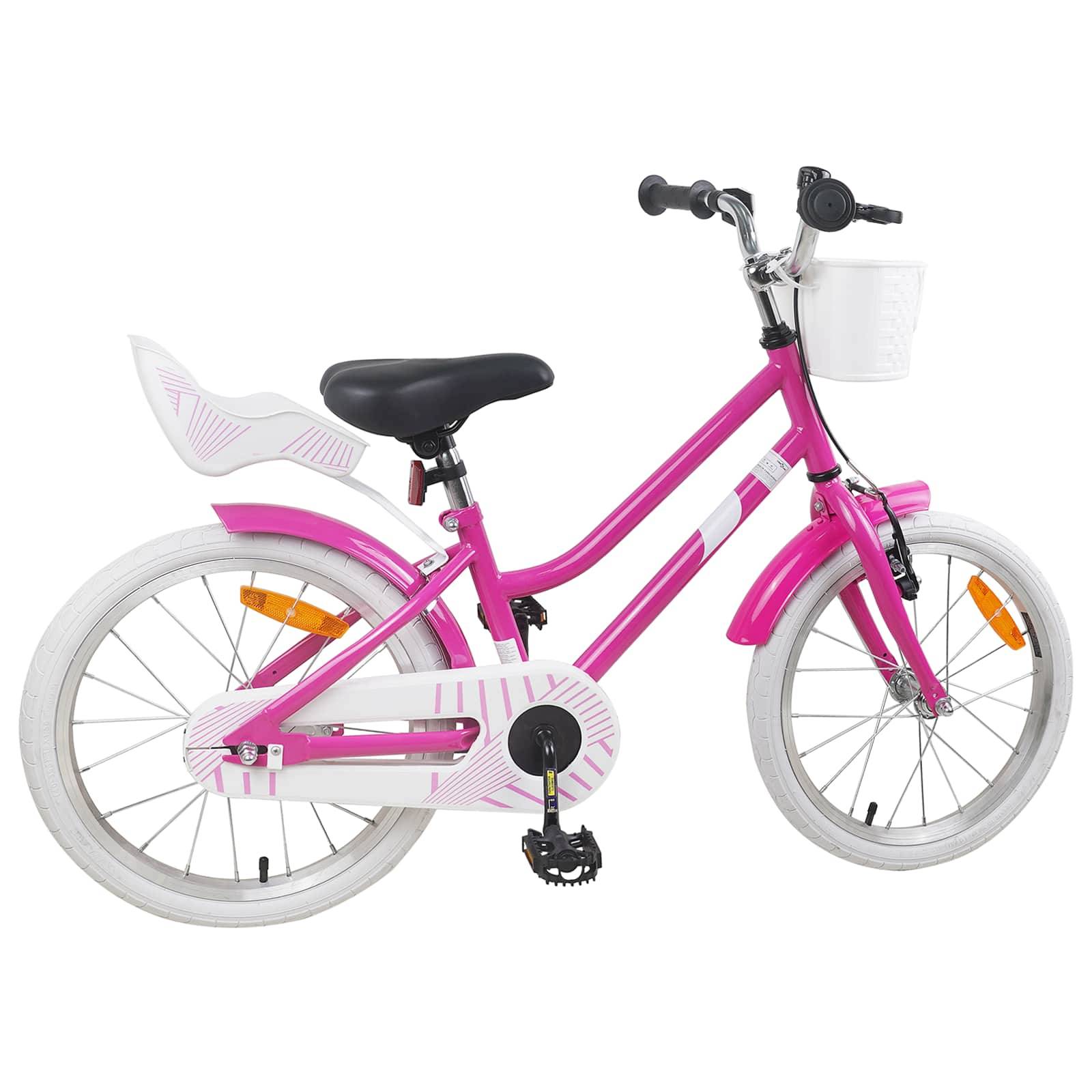 vidaXL Kinderfahrrad 18 Zoll für 5-7 Jahre alt Dunkelrosa