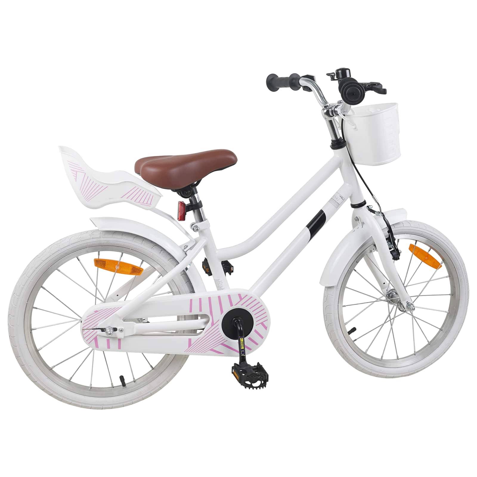 vidaXL Kinderfahrrad 18 Zoll für 5-7 Jahre alt Weiß