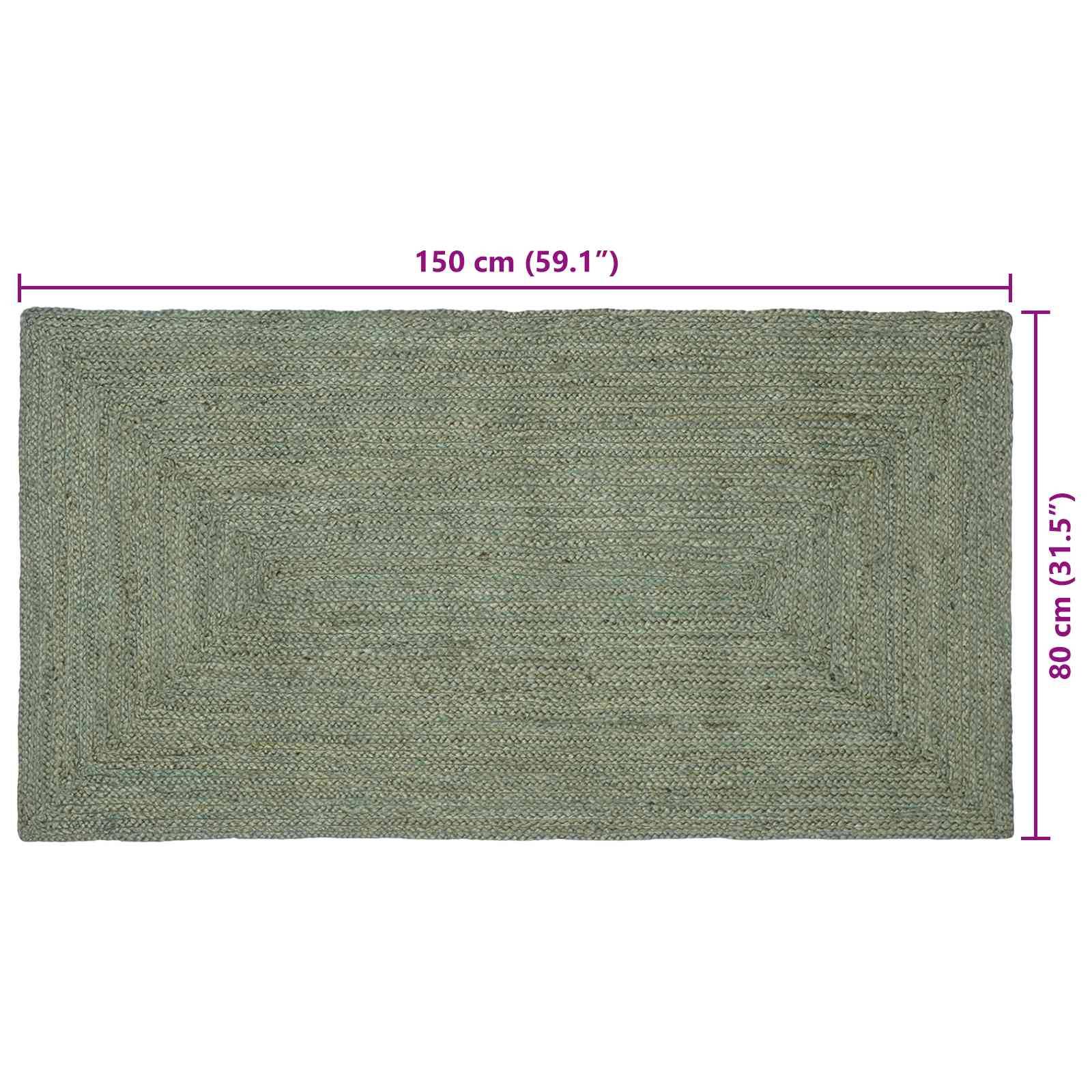 vidaXL Bereichsteppiche Rechtwinklig Olive Grün 80 x 150 cm Jute