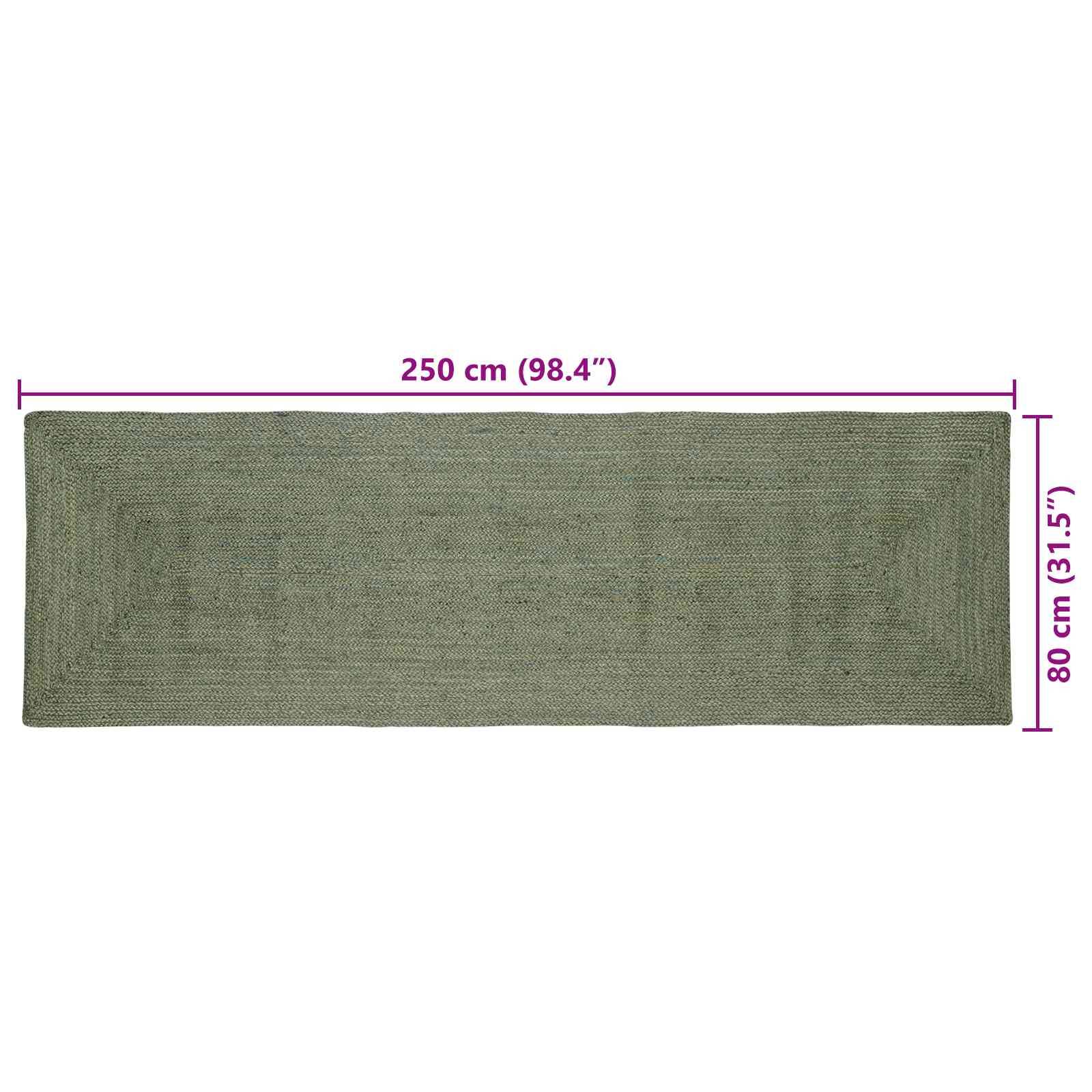 vidaXL Bereichsteppiche Rechtwinklig Olive Grün 80 x 250 cm Jute