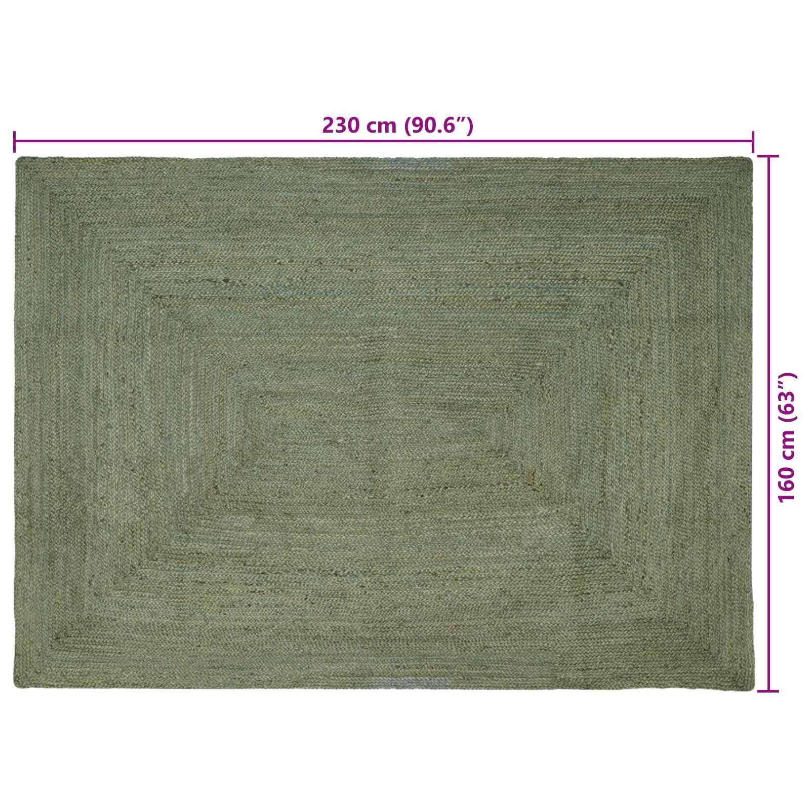 vidaXL Bereichsteppiche Rechtwinklig Olive Grün 160 x 230 cm Jute