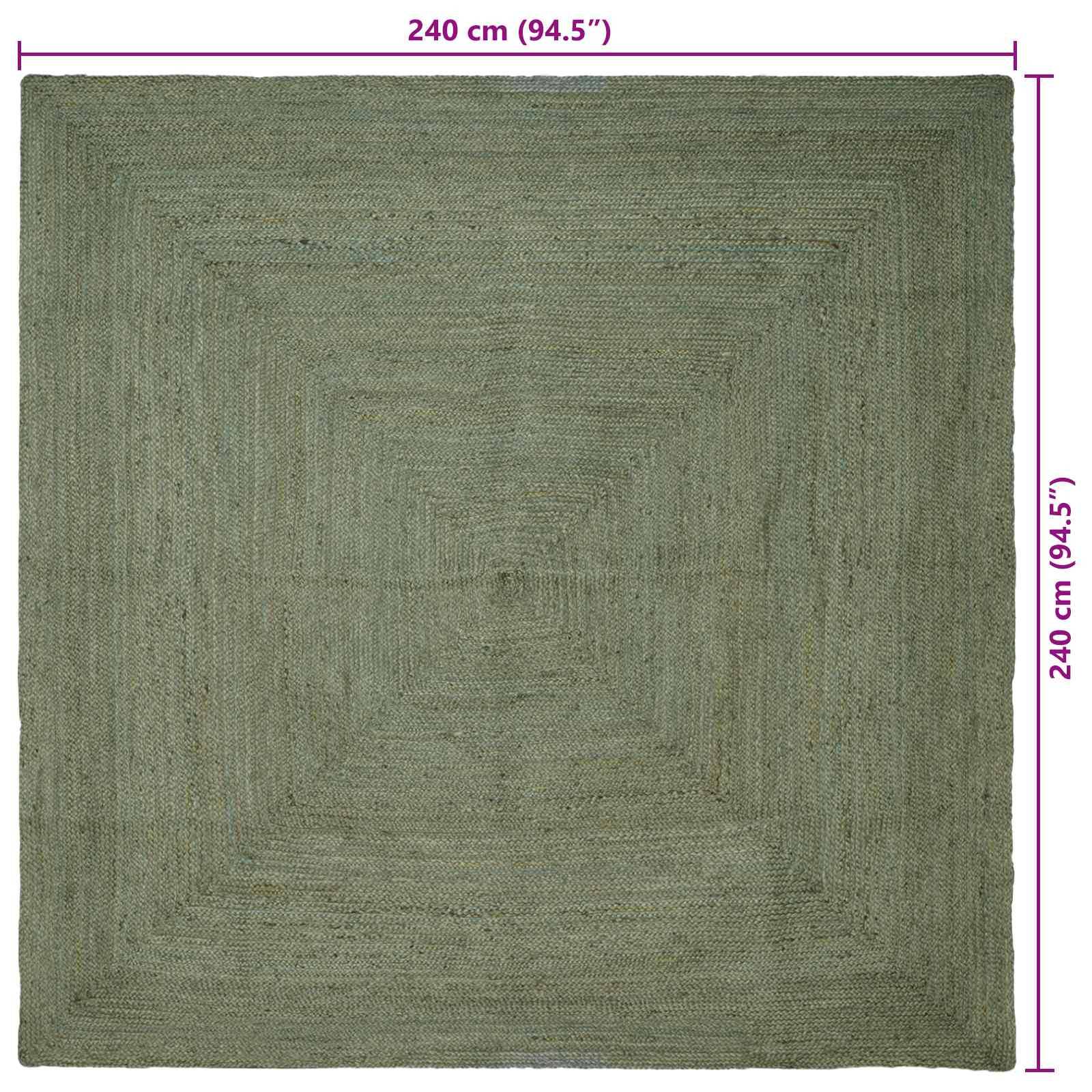 vidaXL Bereichsteppiche Quadratisch Olive Grün 240 x 240 cm Jute