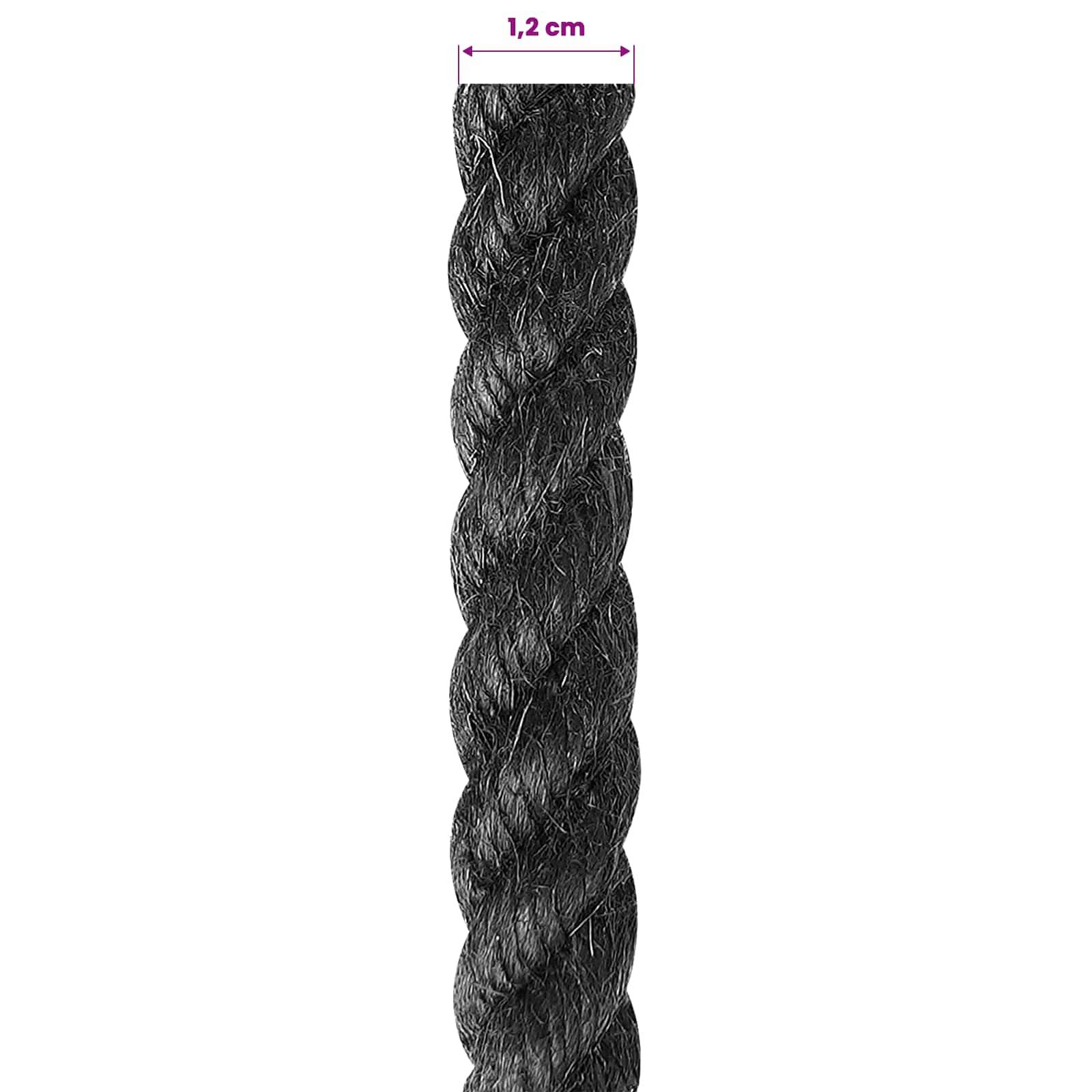 vidaXL Juteseil 12 Schwarz 100% Tossa Jute
