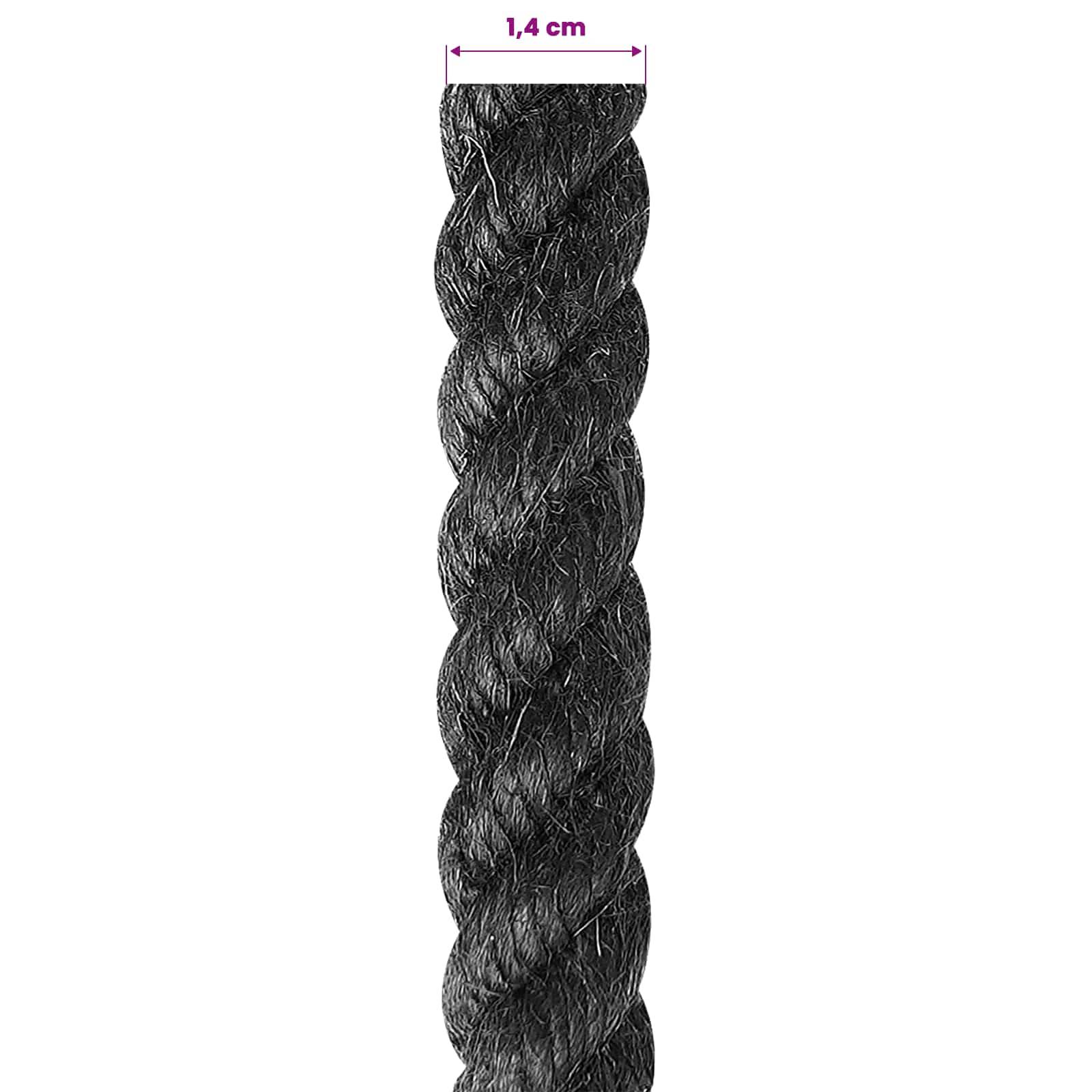 vidaXL Juteseil 14 Schwarz 100% Tossa Jute