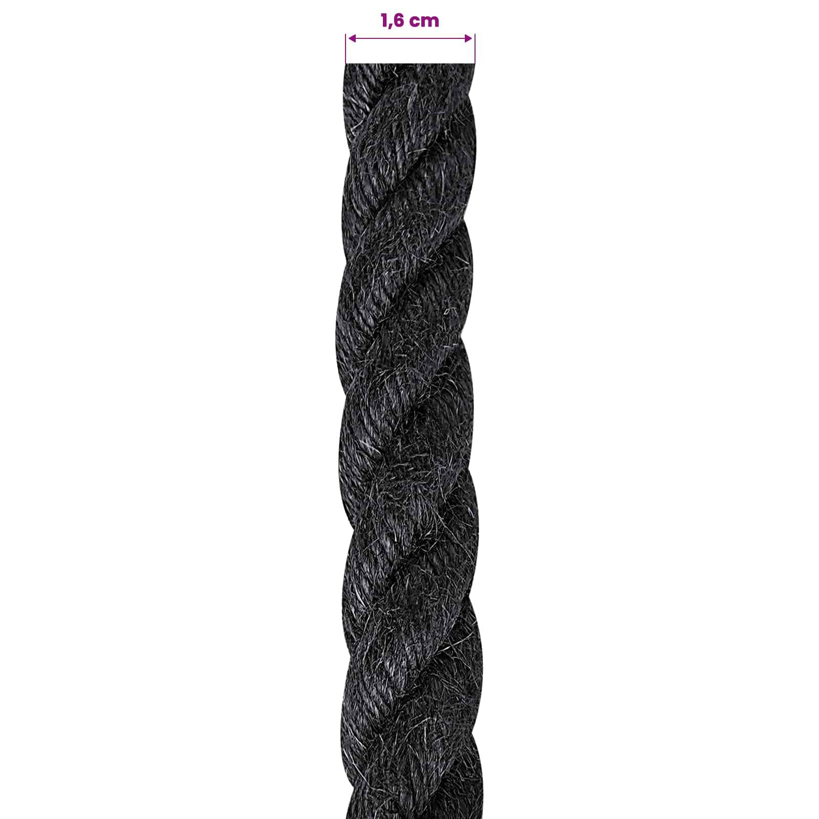 vidaXL Juteseil 16 Schwarz 100% Tossa Jute