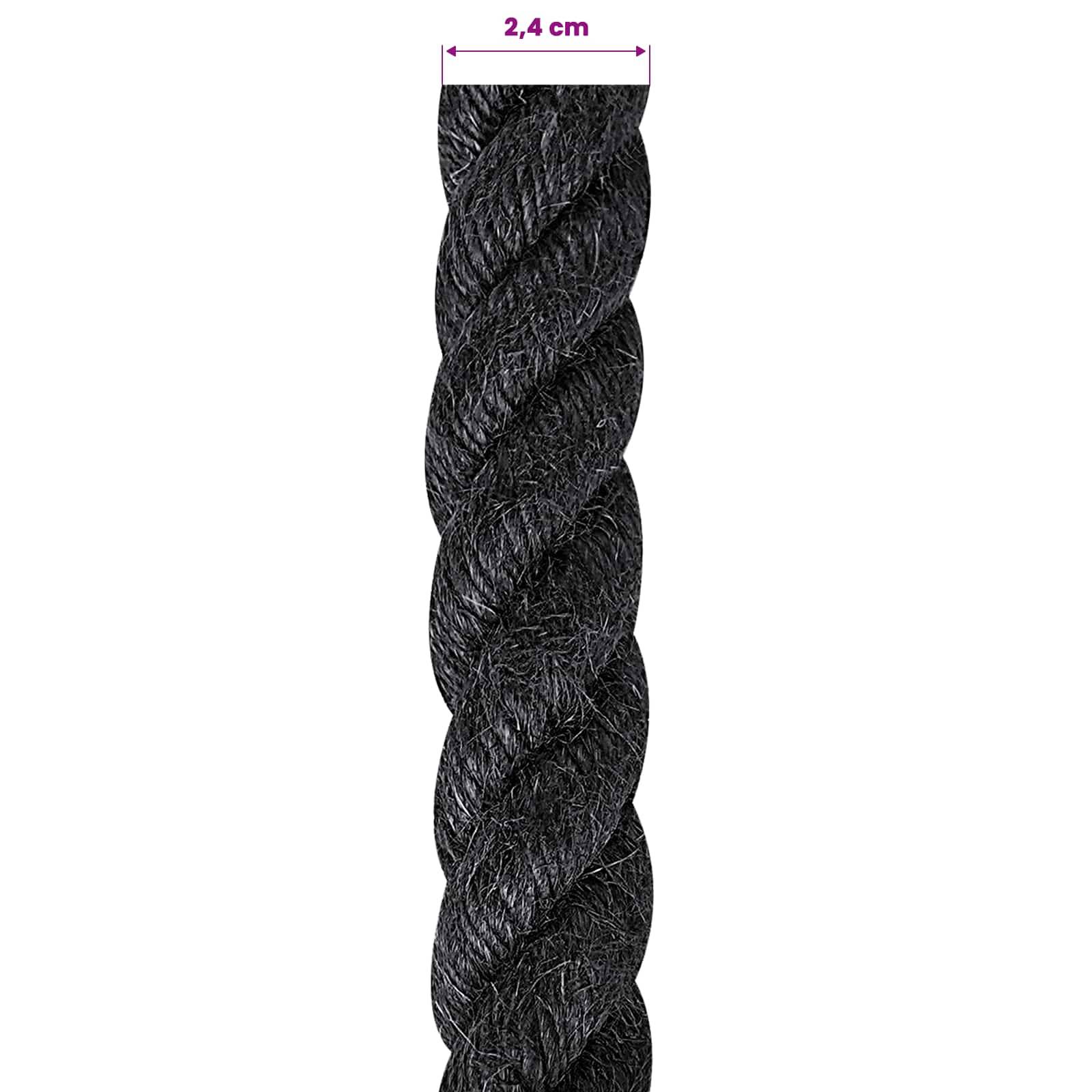 vidaXL Juteseil 24 Schwarz 100% Tossa Jute