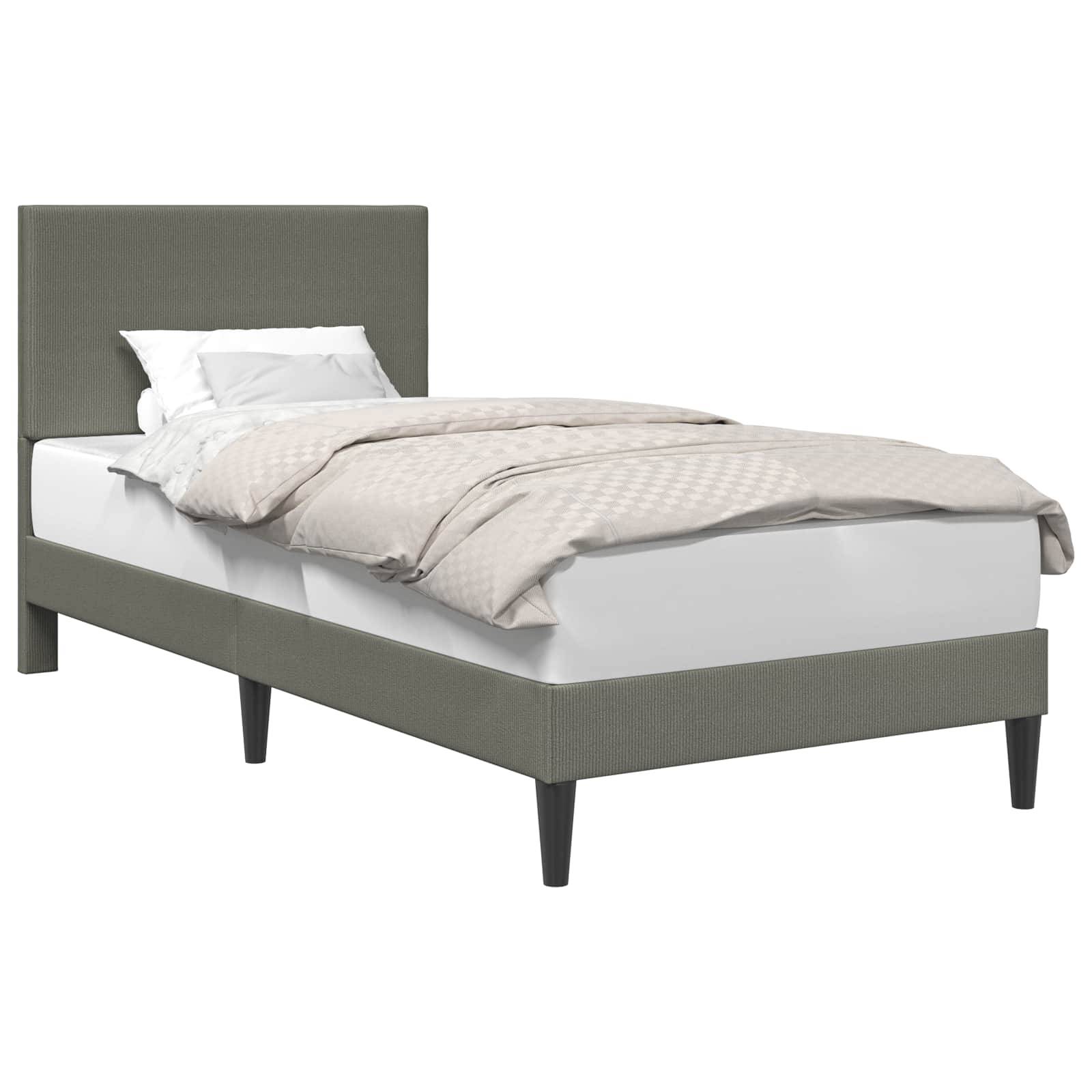 vidaXL Bettrahmen mit Kopfteil Hellgrau 80 x 200 cm Cordstoff