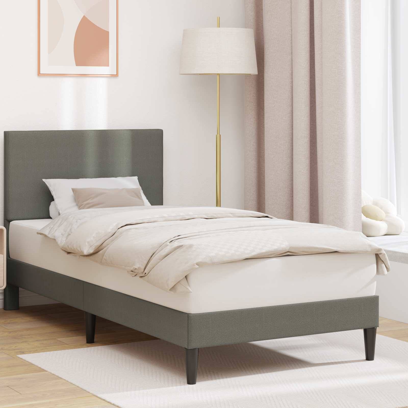vidaXL Bettrahmen mit Kopfteil Hellgrau 80 x 200 cm Cordstoff