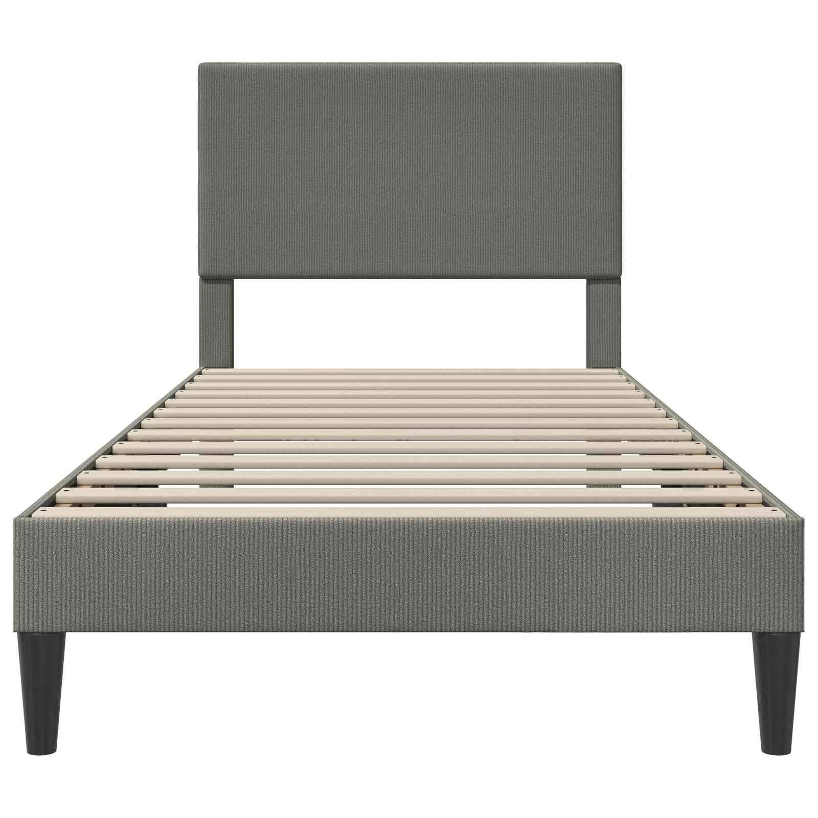 vidaXL Bettrahmen mit Kopfteil Hellgrau 80 x 200 cm Cordstoff