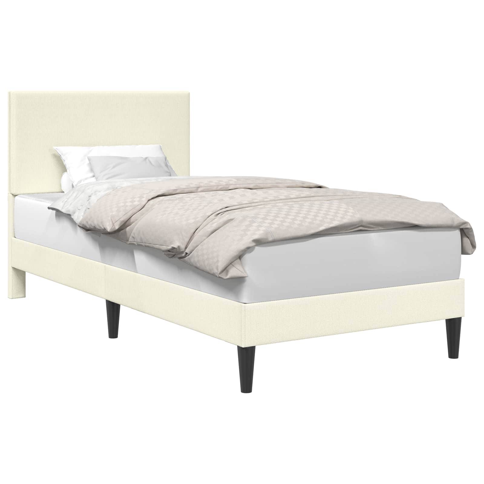 vidaXL Bettrahmen mit Kopfteil Creme 80 x 200 cm Cordstoff