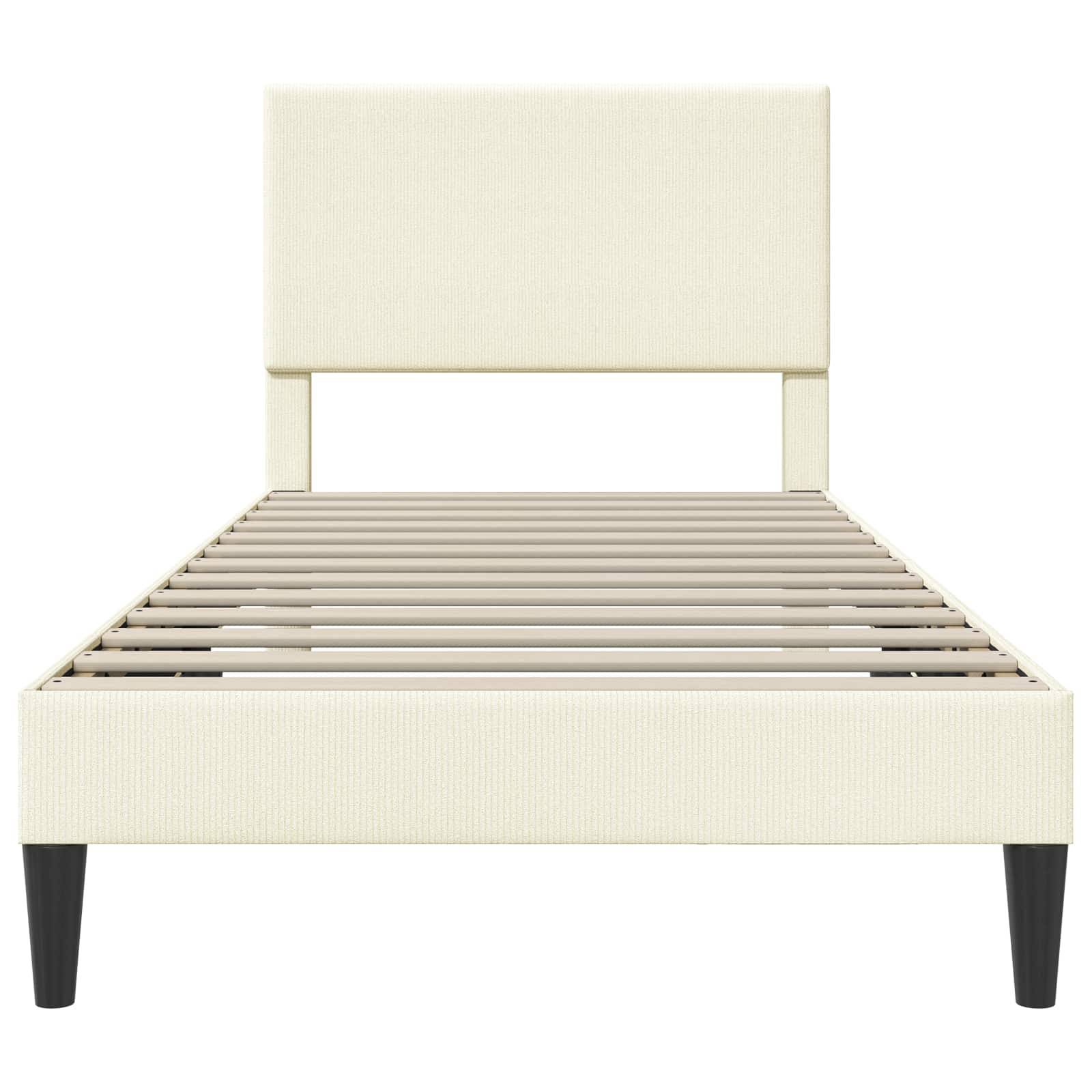 vidaXL Bettrahmen mit Kopfteil Creme 80 x 200 cm Cordstoff