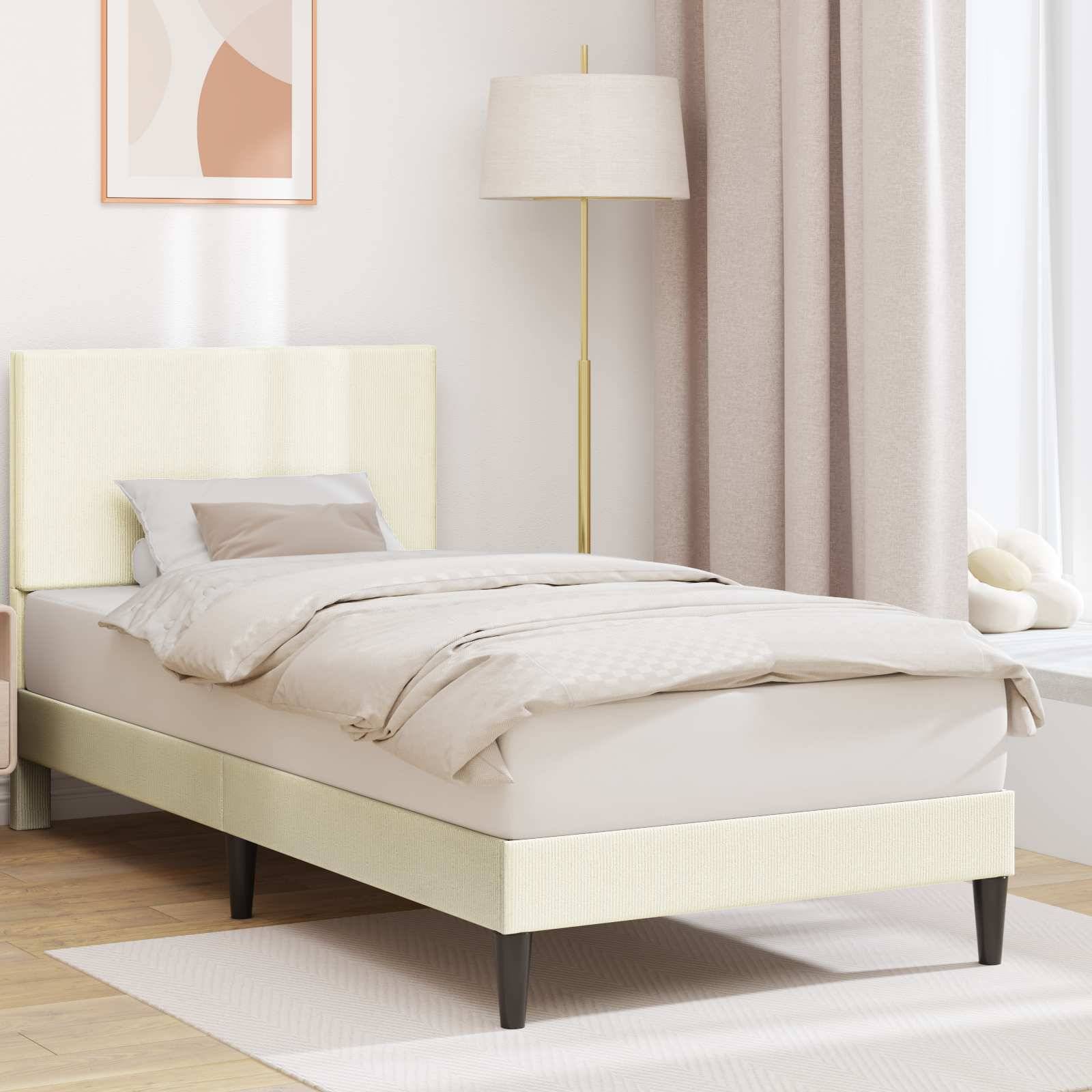 vidaXL Bettrahmen mit Kopfteil Creme 80 x 200 cm Cordstoff