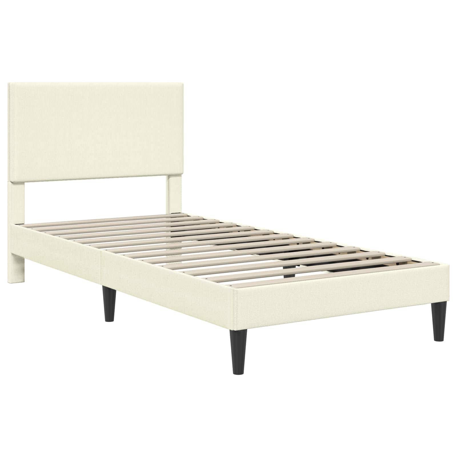 vidaXL Bettrahmen mit Kopfteil Creme 80 x 200 cm Cordstoff