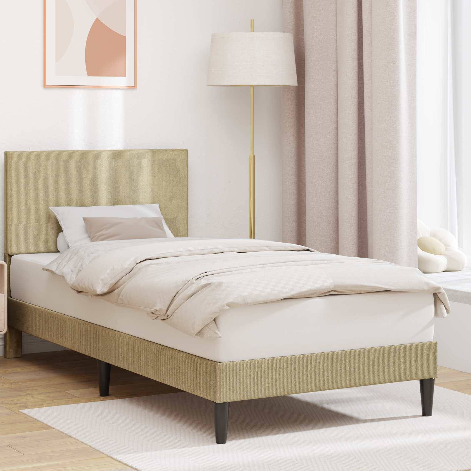 vidaXL Bettrahmen mit Kopfteil Hellgrün-Grau 80 x 200 cm Cordstoff