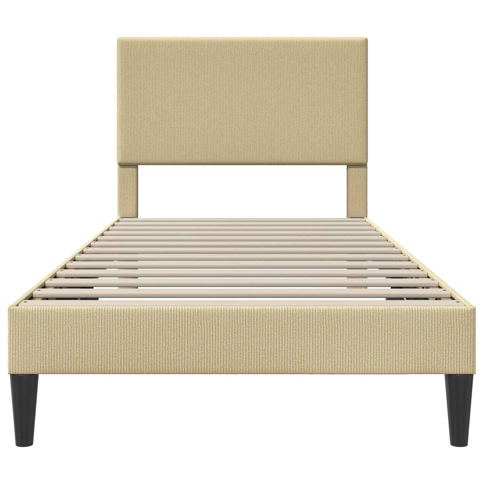 vidaXL Bettrahmen mit Kopfteil Hellgrün-Grau 80 x 200 cm Cordstoff