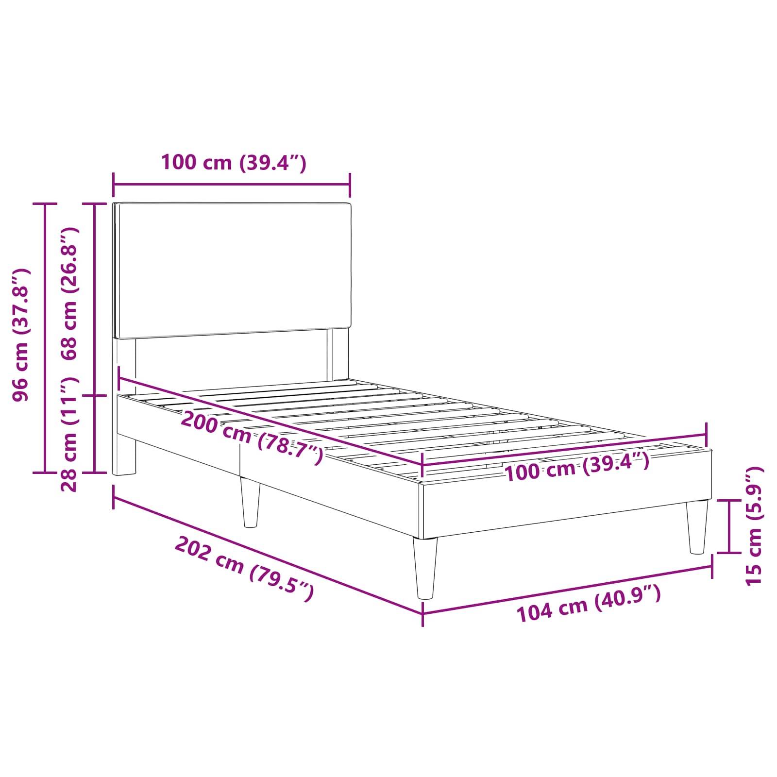 vidaXL Bettrahmen mit Kopfteil Dunkelgrau 100 x 200 cm Cordstoff