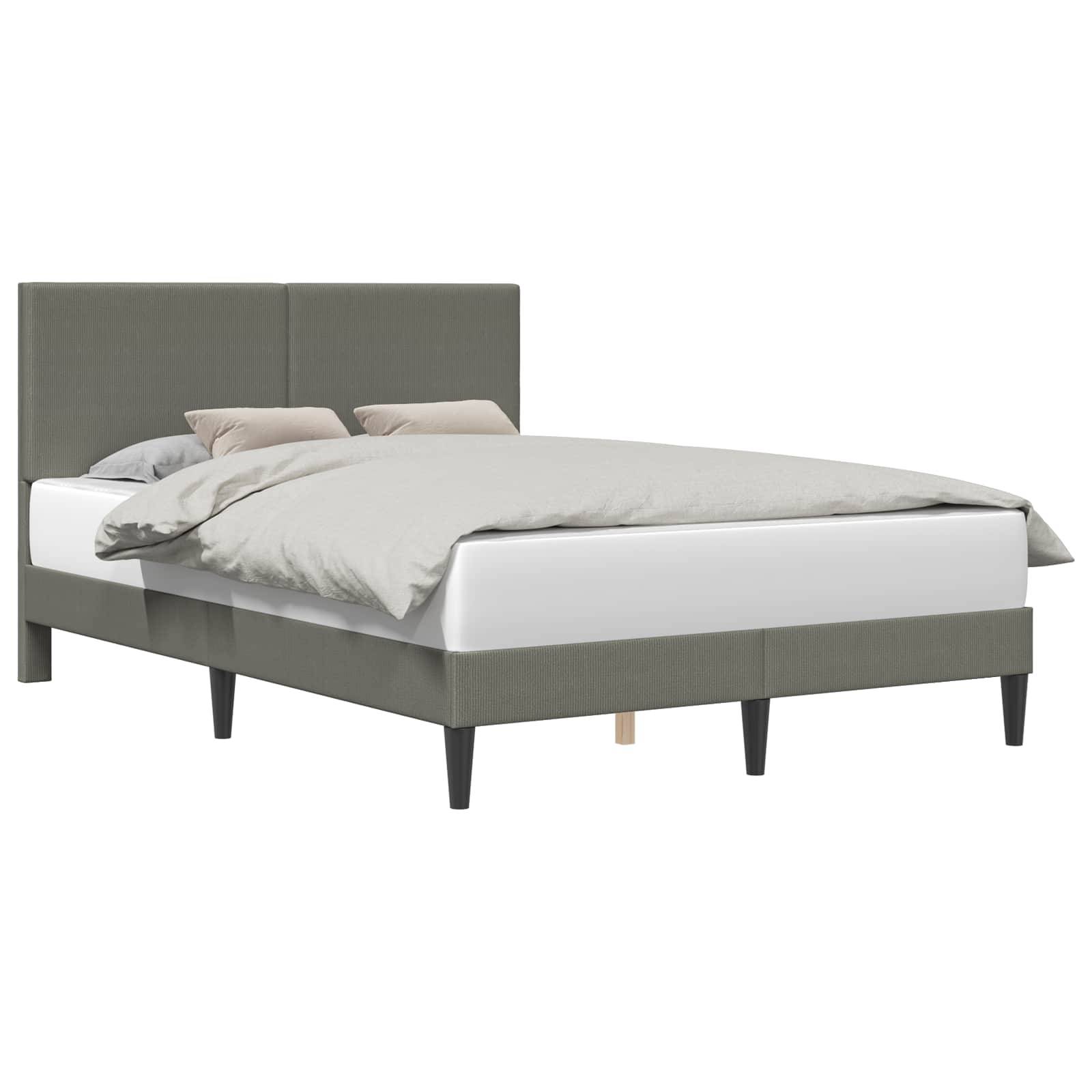 vidaXL Bettrahmen mit Kopfteil Hellgrau 120 x 190 cm Cordstoff