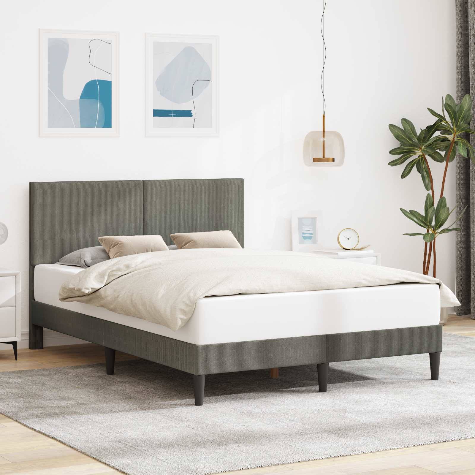 vidaXL Bettrahmen mit Kopfteil Hellgrau 120 x 190 cm Cordstoff