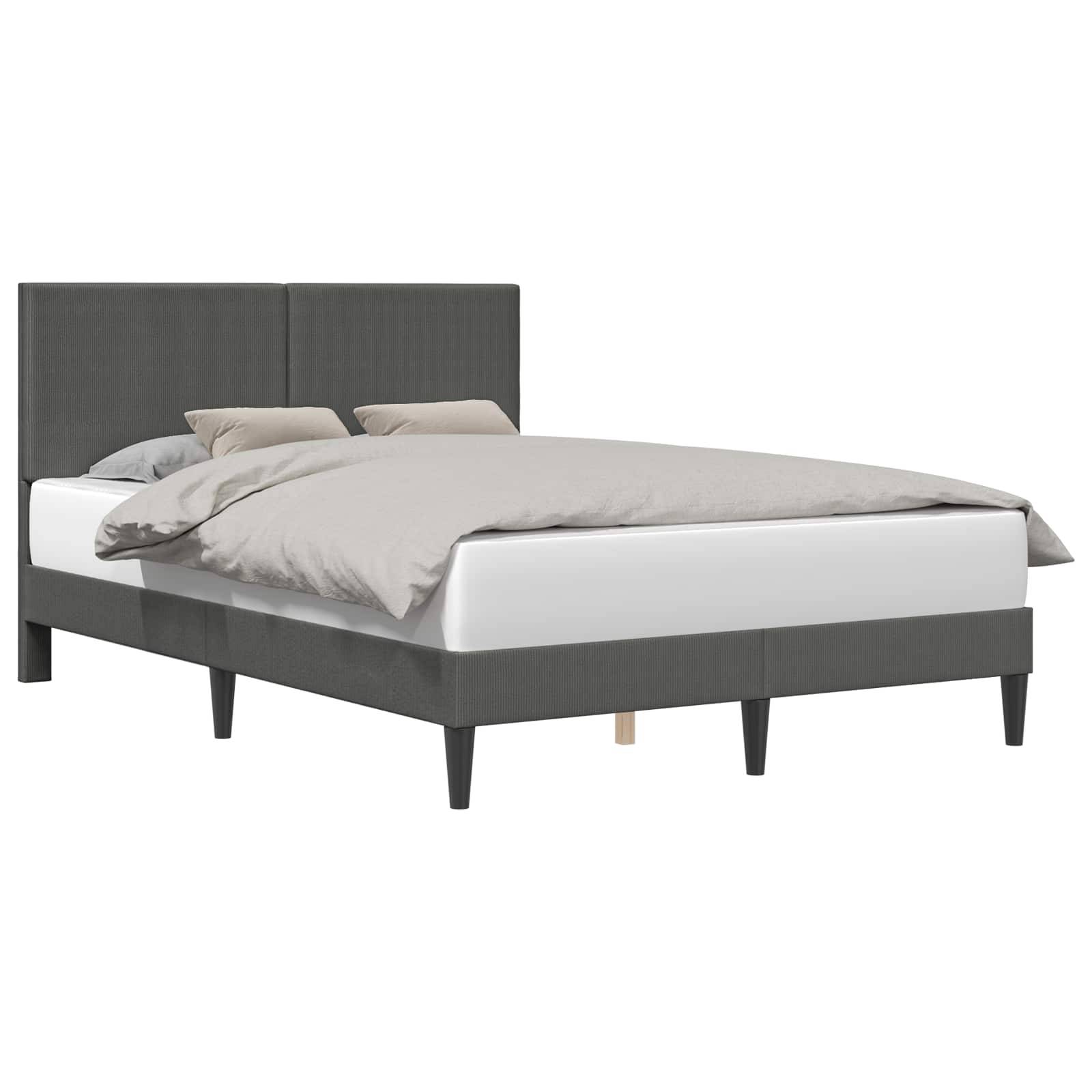 vidaXL Bettrahmen mit Kopfteil Dunkelgrau 120 x 190 cm Cordstoff