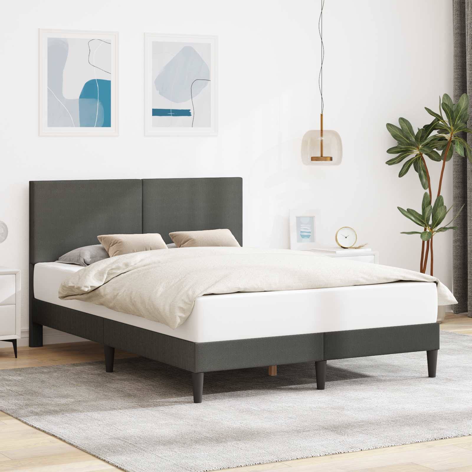 vidaXL Bettrahmen mit Kopfteil Dunkelgrau 120 x 190 cm Cordstoff