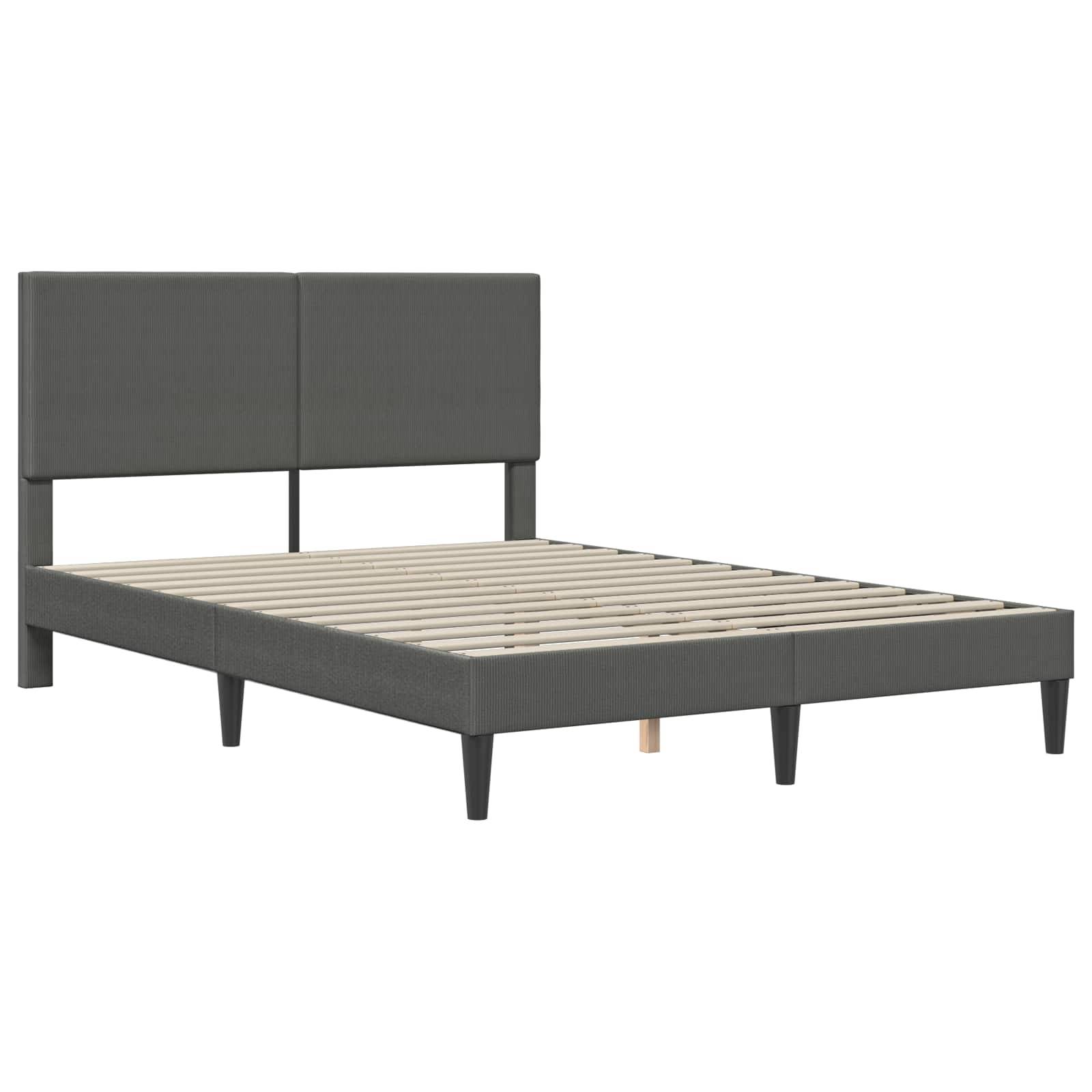 vidaXL Bettrahmen mit Kopfteil Dunkelgrau 120 x 190 cm Cordstoff