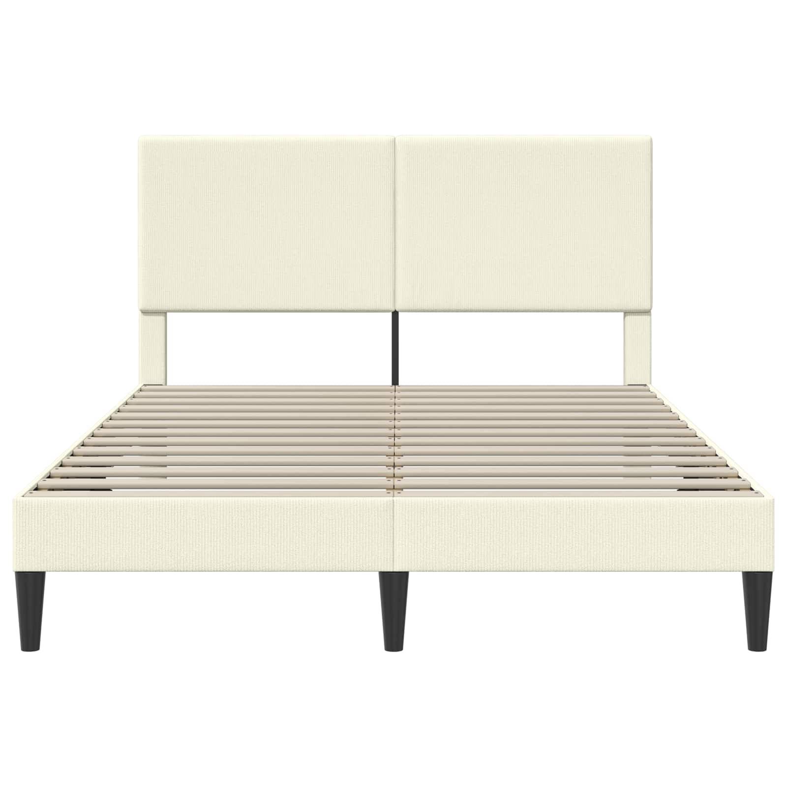vidaXL Bettrahmen mit Kopfteil Creme 120 x 190 cm Cordstoff