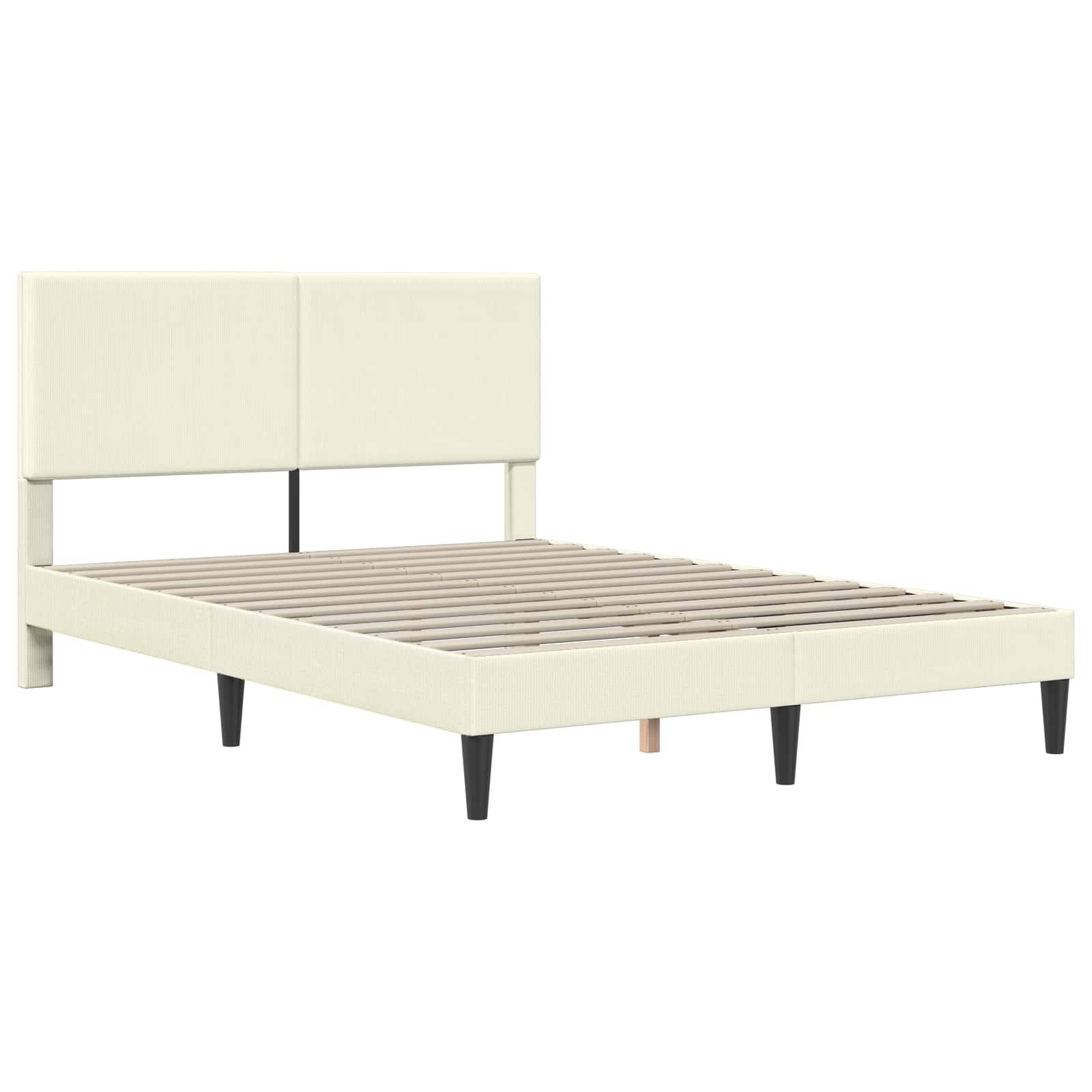 vidaXL Bettrahmen mit Kopfteil Creme 120 x 190 cm Cordstoff
