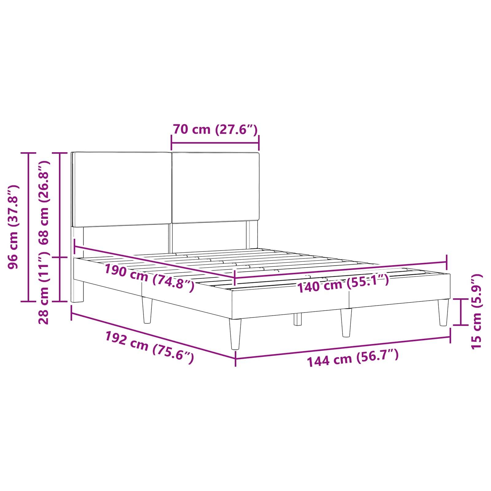 vidaXL Bettrahmen mit Kopfteil Dunkelgrau 140 x 190 cm Cordstoff
