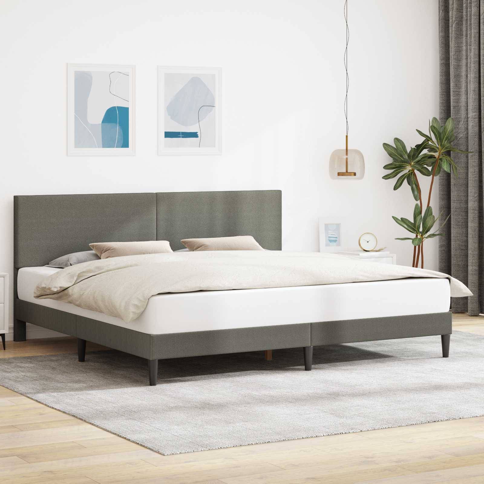 vidaXL Bettrahmen mit Kopfteil Hellgrau 180 x 200 cm Cordstoff