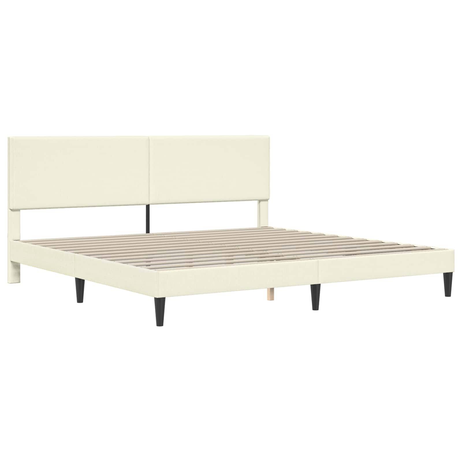 vidaXL Bettrahmen mit Kopfteil Creme 180 x 200 cm Cordstoff