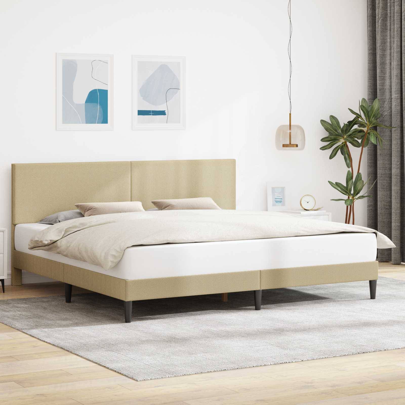 vidaXL Bettrahmen mit Kopfteil Hellgrün-Grau 180 x 200 cm Cordstoff