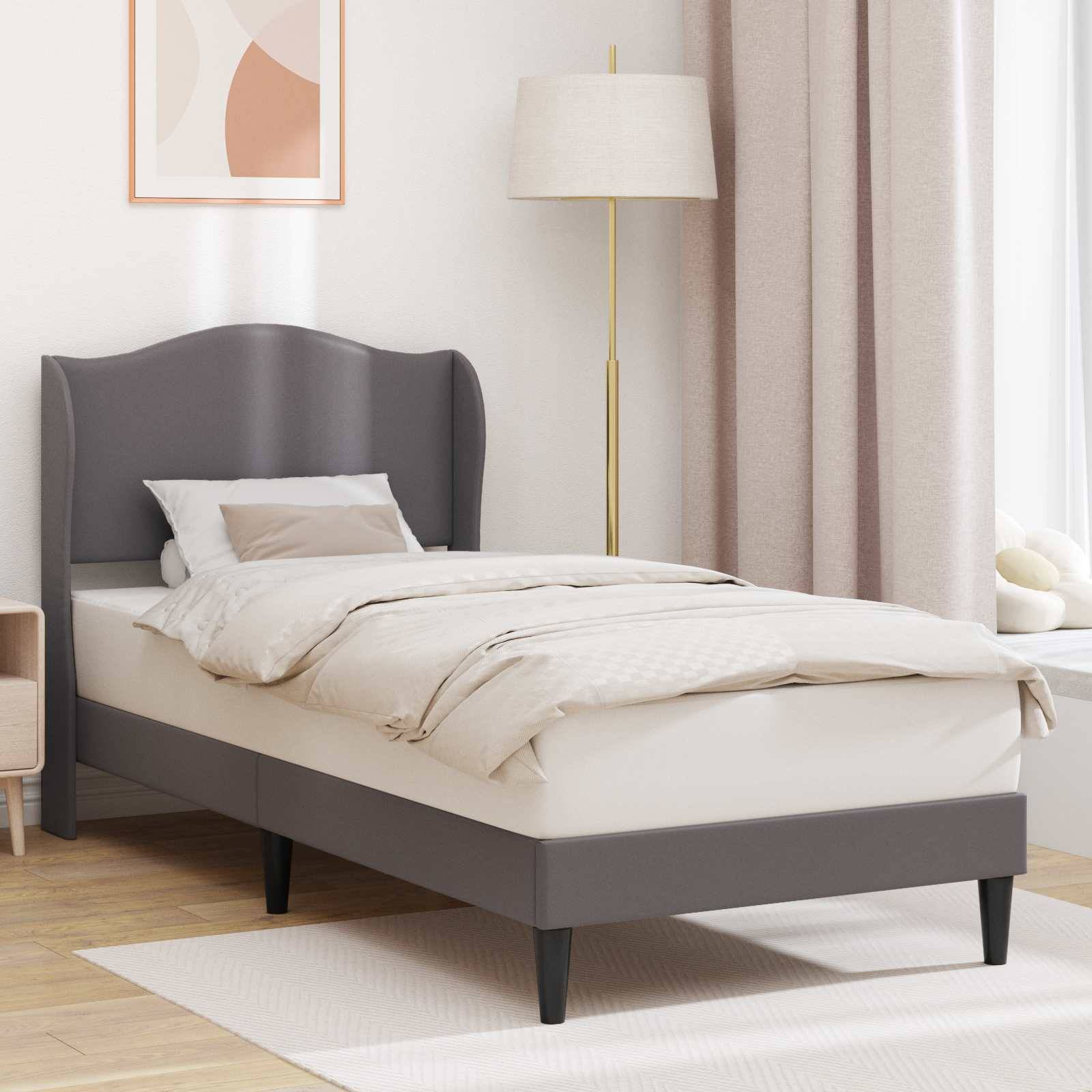 vidaXL Bettrahmen mit Kopfteil Grau 80 x 200 cm Kunstleder