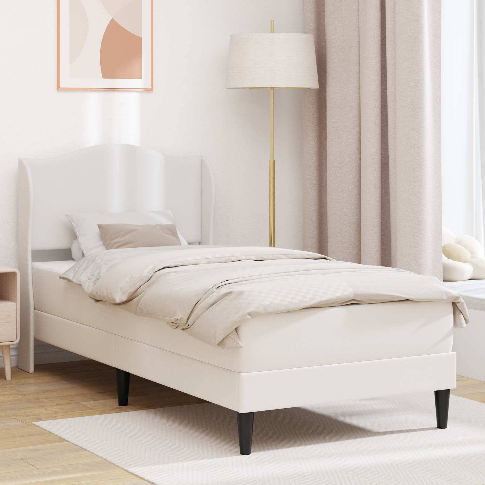 vidaXL Bettrahmen mit Kopfteil Weiß 80 x 200 cm Kunstleder