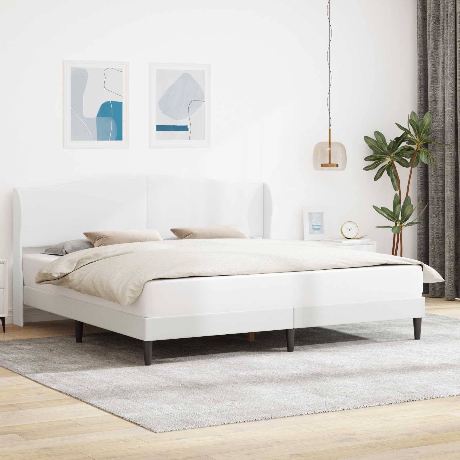 vidaXL Bettrahmen mit Kopfteil Weiß 180 x 200 cm Kunstleder